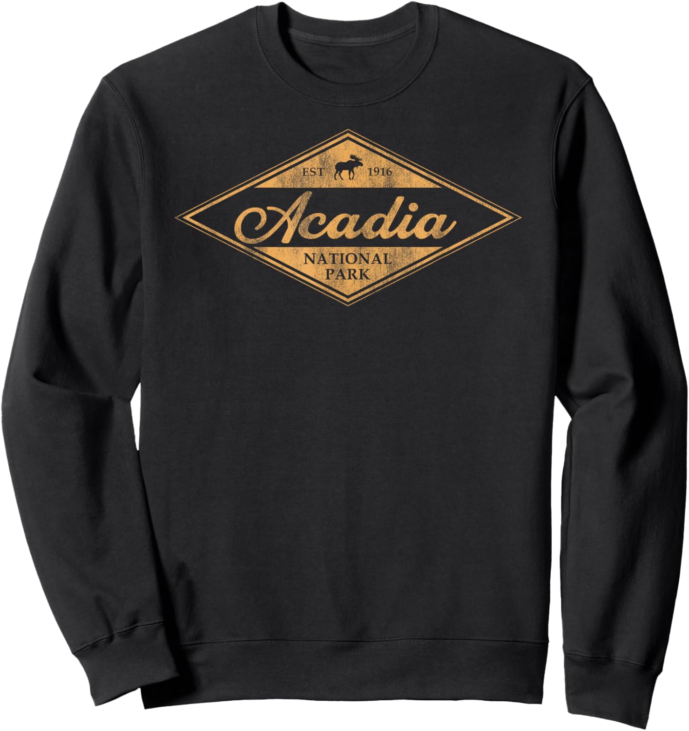 Retro Acadia National Park Maine Kids Hiking Sweatshirt - Sweatshirt | Black