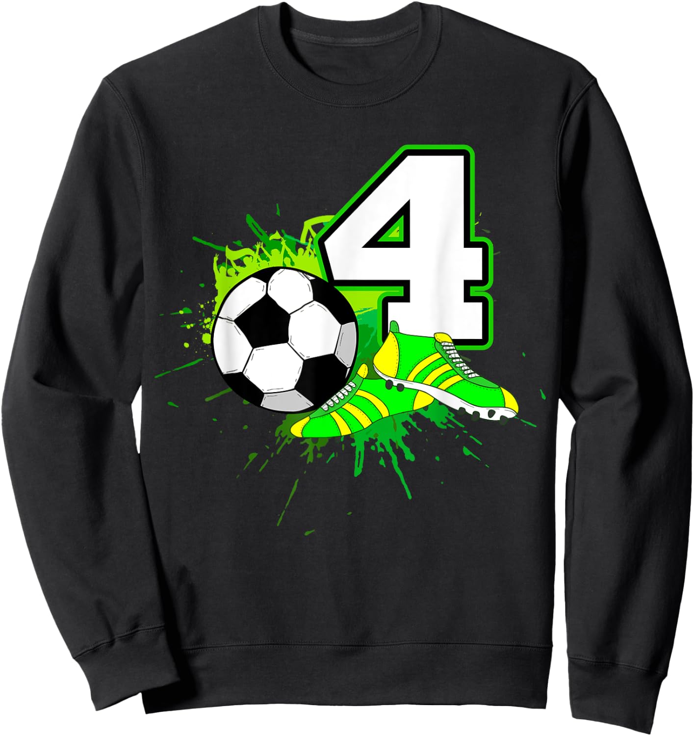 4th Birthday Soccer Football Sport 4 Year Old Funny B-Day Sweatshirt - Sweatshirt | Black