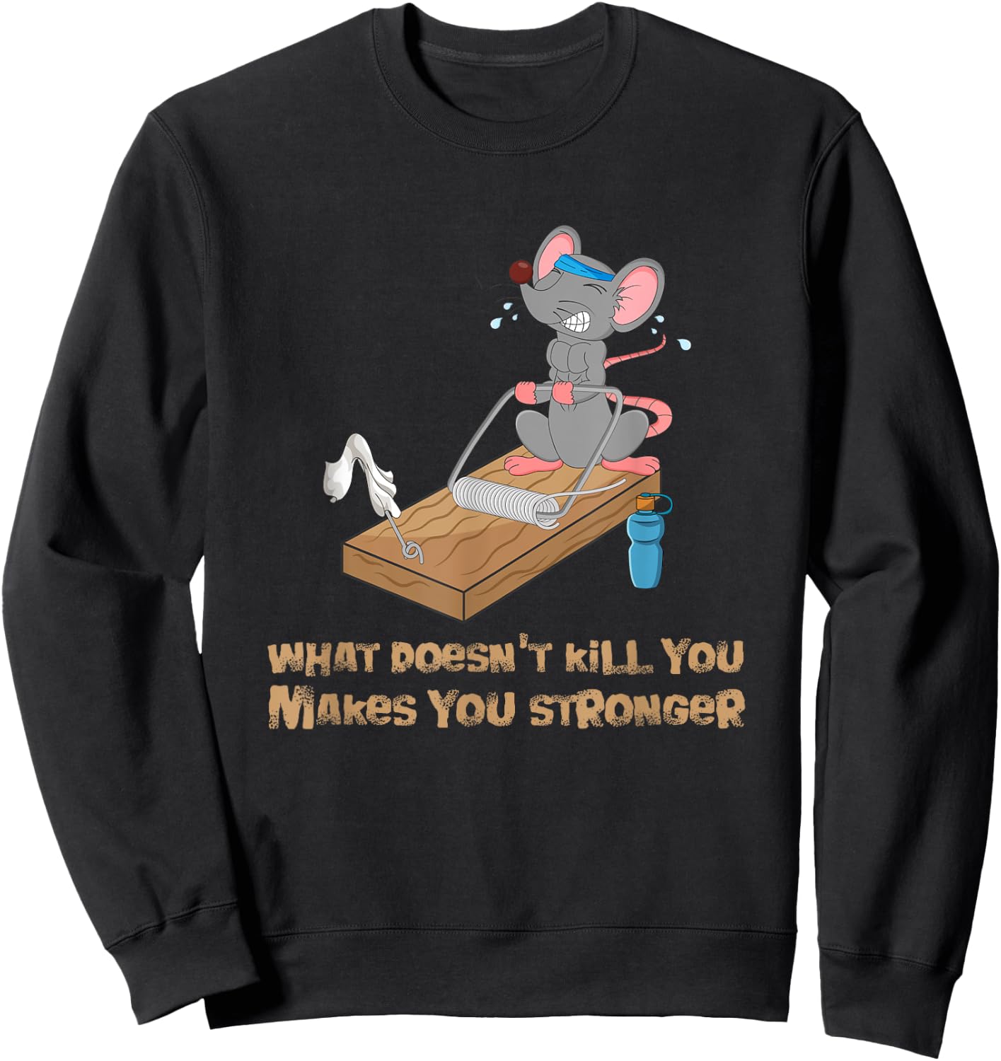Mouse Training Mousetrap Fitness Workout Bench Press Funny Sweatshirt - Sweatshirt | Black