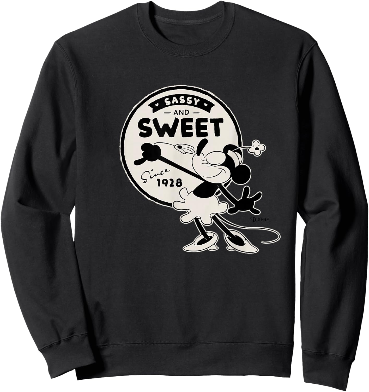 Disney 100 Minnie Mouse Sassy and Sweet Since 1928 D100 Sweatshirt - Sweatshirt | Black