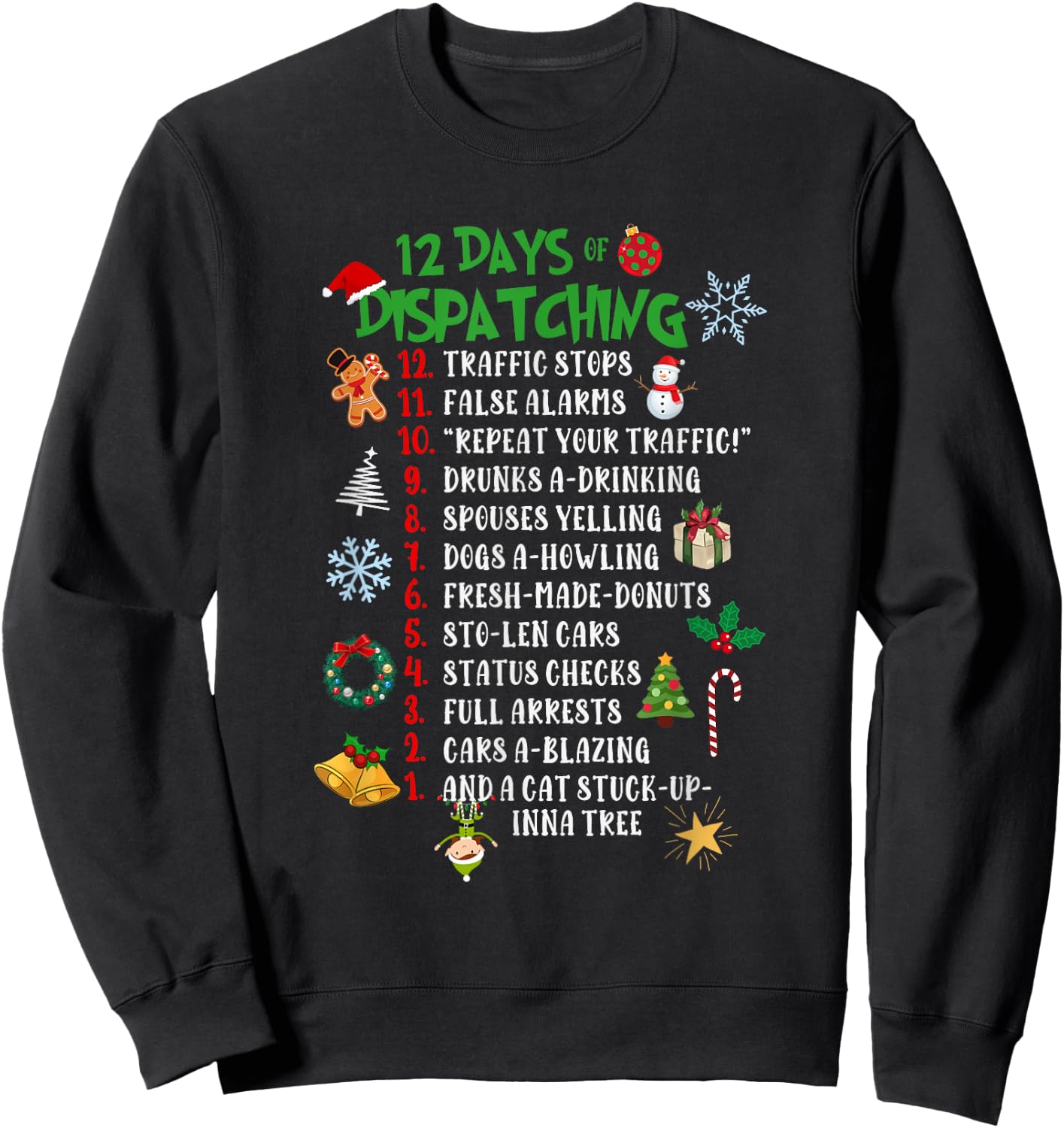 Funny 911 Dispatcher Police Thin Gold Line Sweatshirt - Sweatshirt | Black