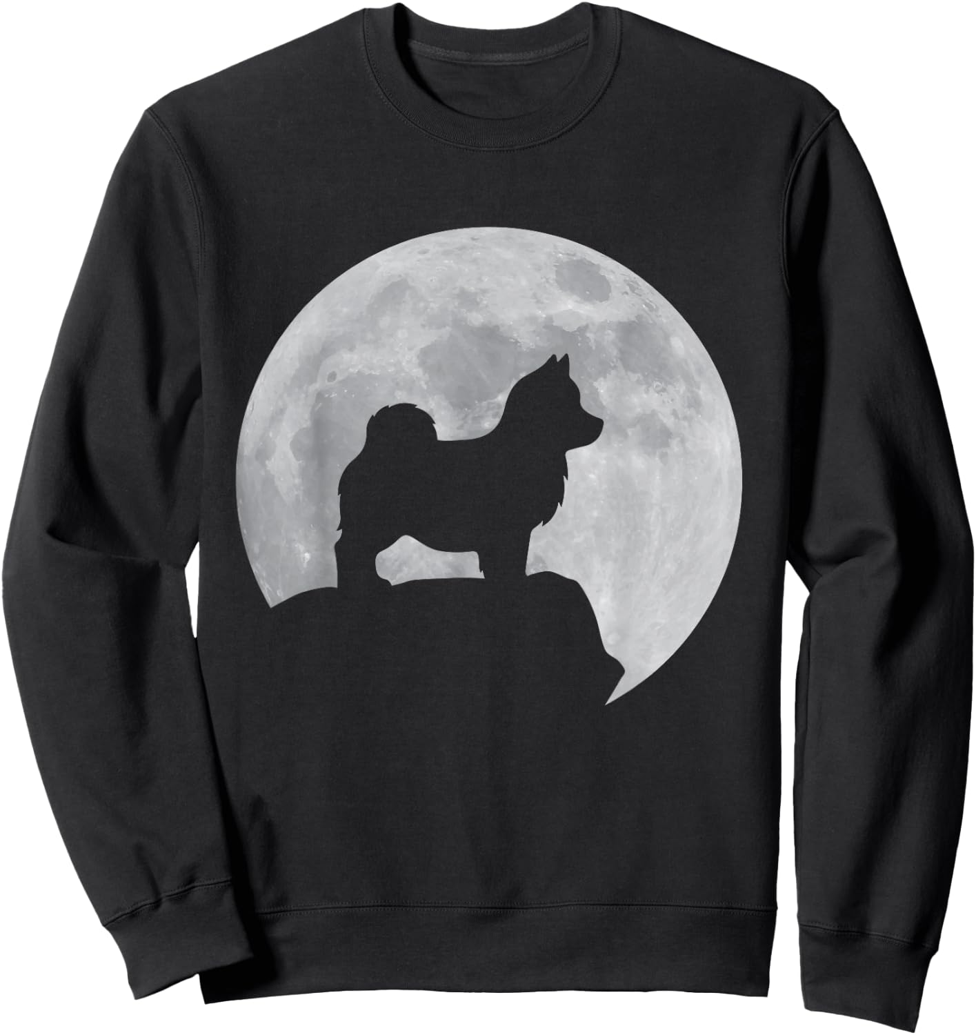 Moon And Dog Silhouette - Pomsky Sweatshirt - Sweatshirt | Black