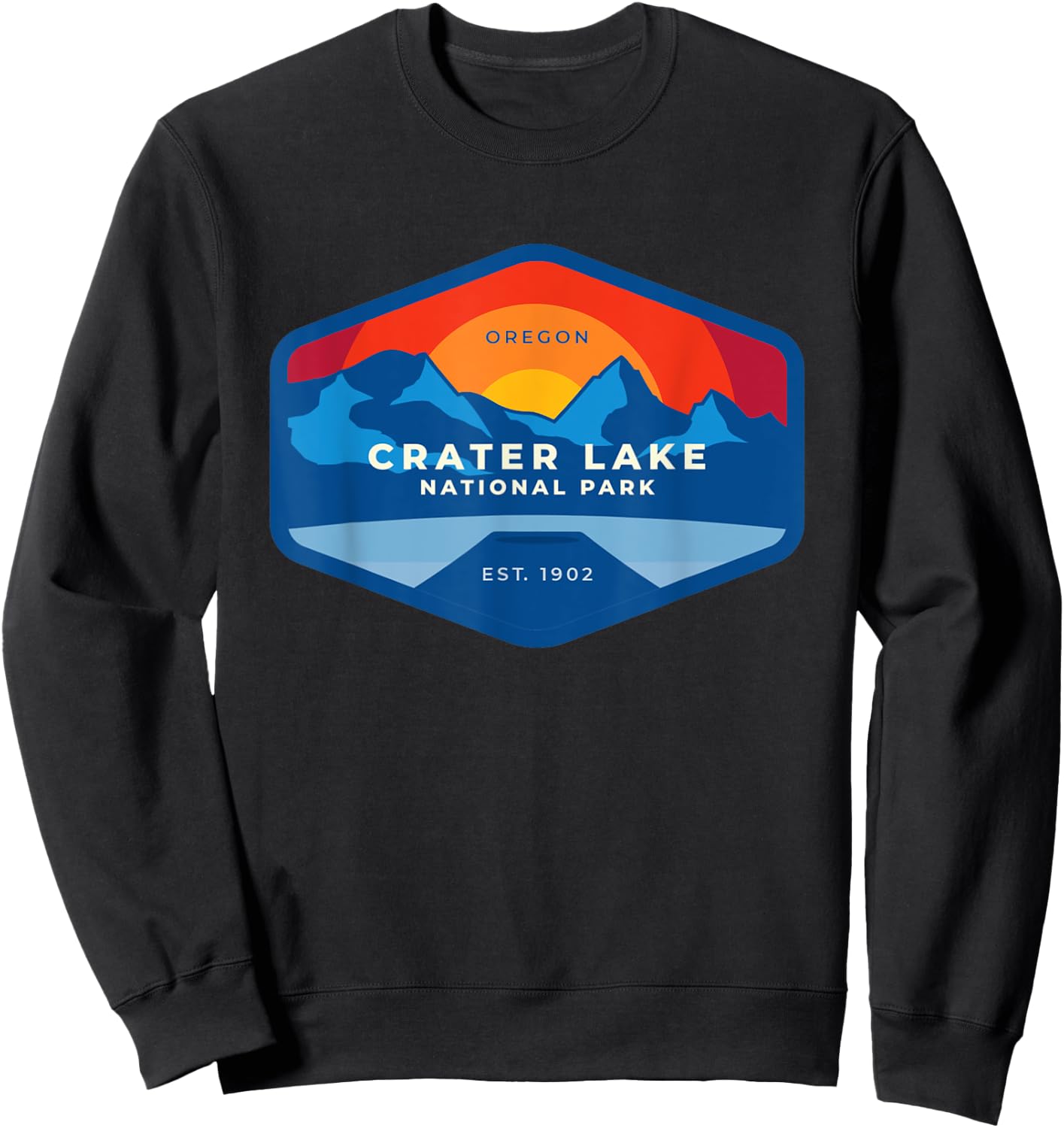 Vintage Sunset At Crater Lake National Park Oregon Sweatshirt - Sweatshirt | Black