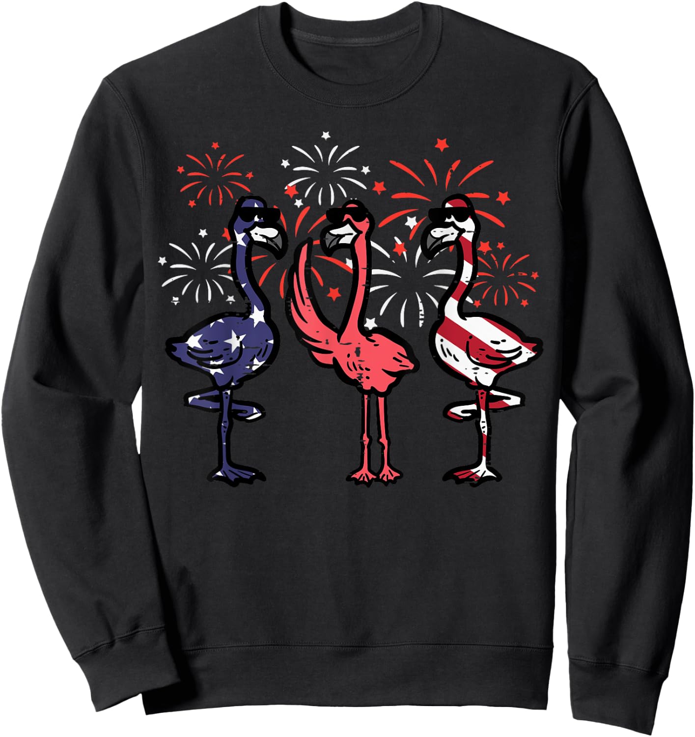 4th July American Flamingos US Flag Patriotic Men Women Kids Sweatshirt - Sweatshirt | Black