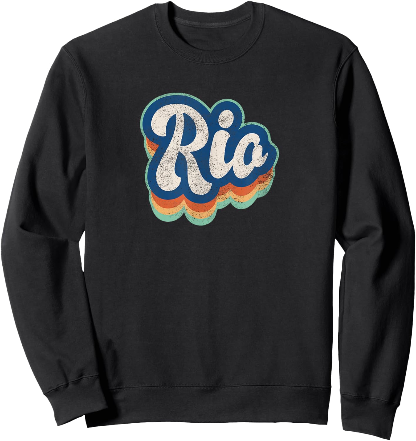 Rio First Name Boy Vintage Style 70s 80s Personalized Sweatshirt - Sweatshirt | Black