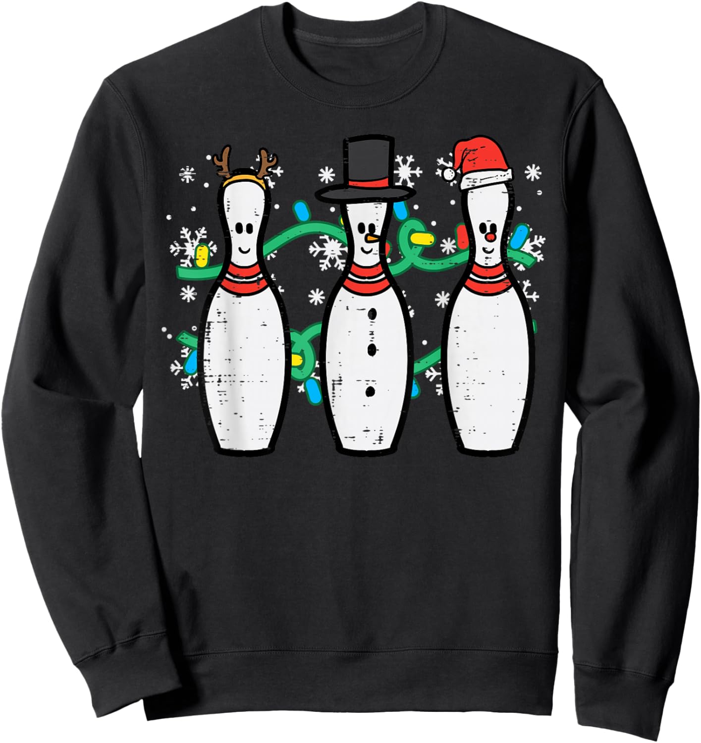 Christmas Bowling Funny Xmas Sports Bowler Men Women Kids Sweatshirt - Sweatshirt | Black