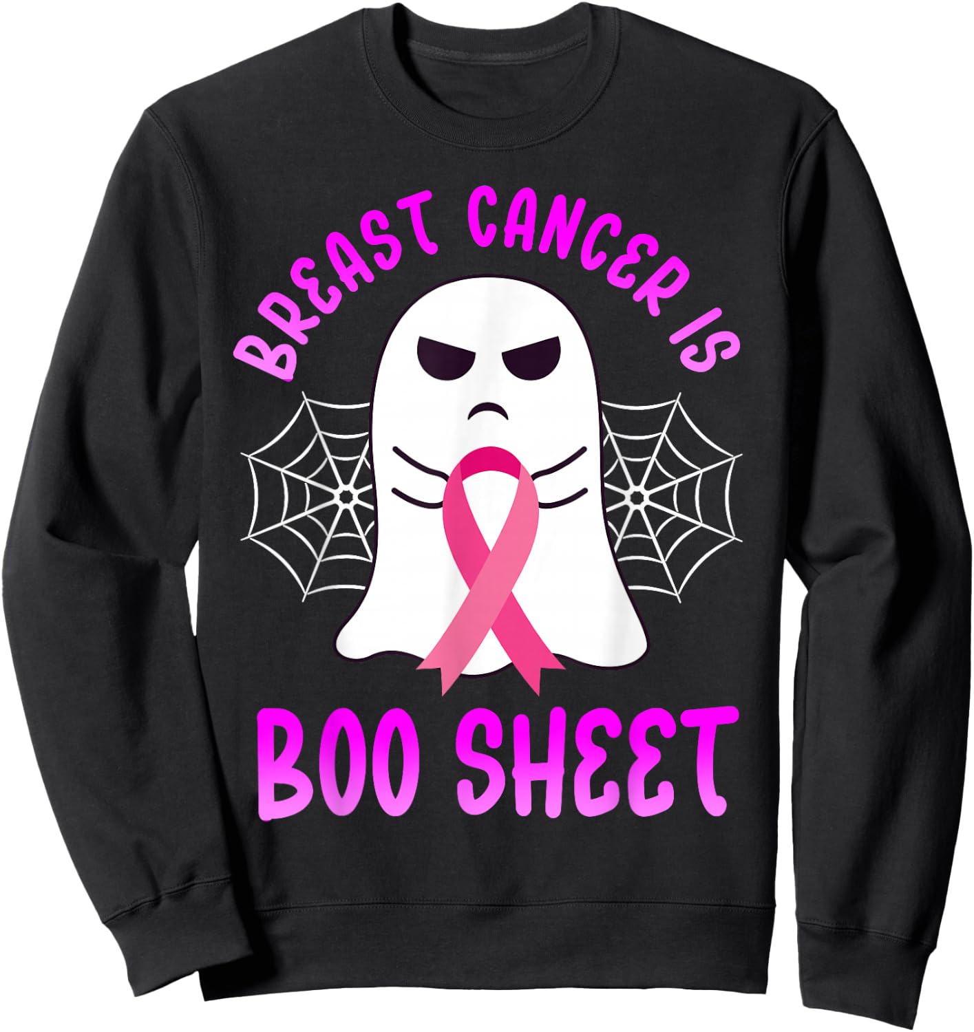 Breast Cancer Is Boo Sheet Halloween Breast Cancer Awareness Sweatshirt - Sweatshirt | Black