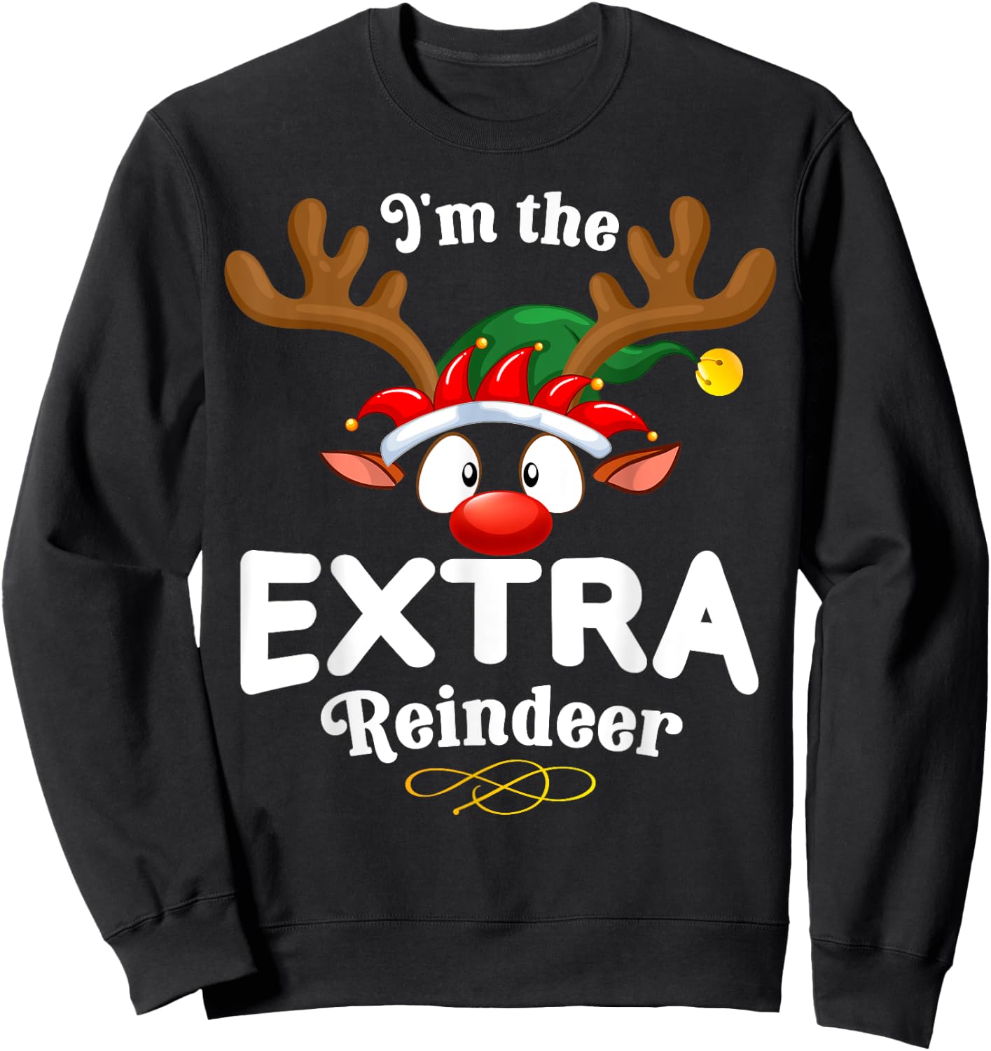 Christmas PJS Extra XMas Reindeer Matching Sweatshirt - Sweatshirt | Black