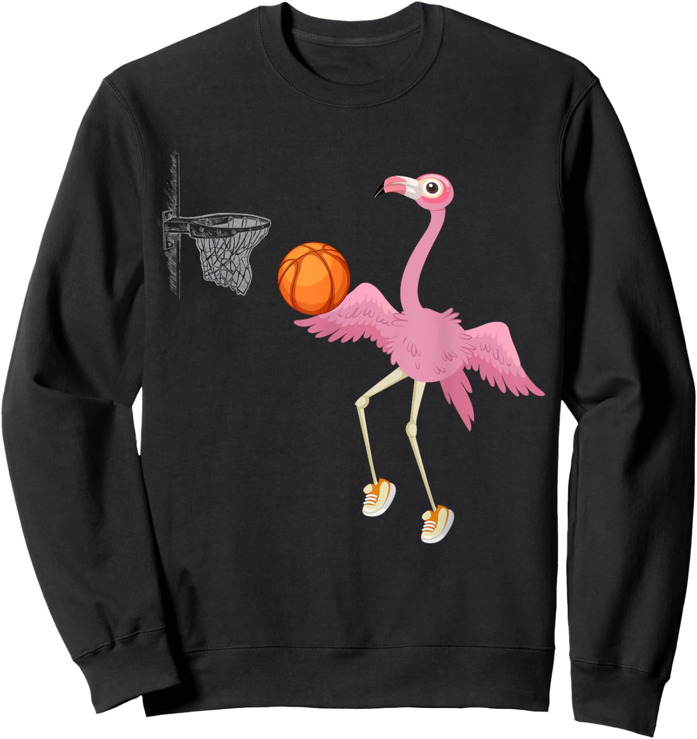 Flamingo Basketball Flamingo Playing Basketball Flamingo Sweatshirt - Sweatshirt | Black