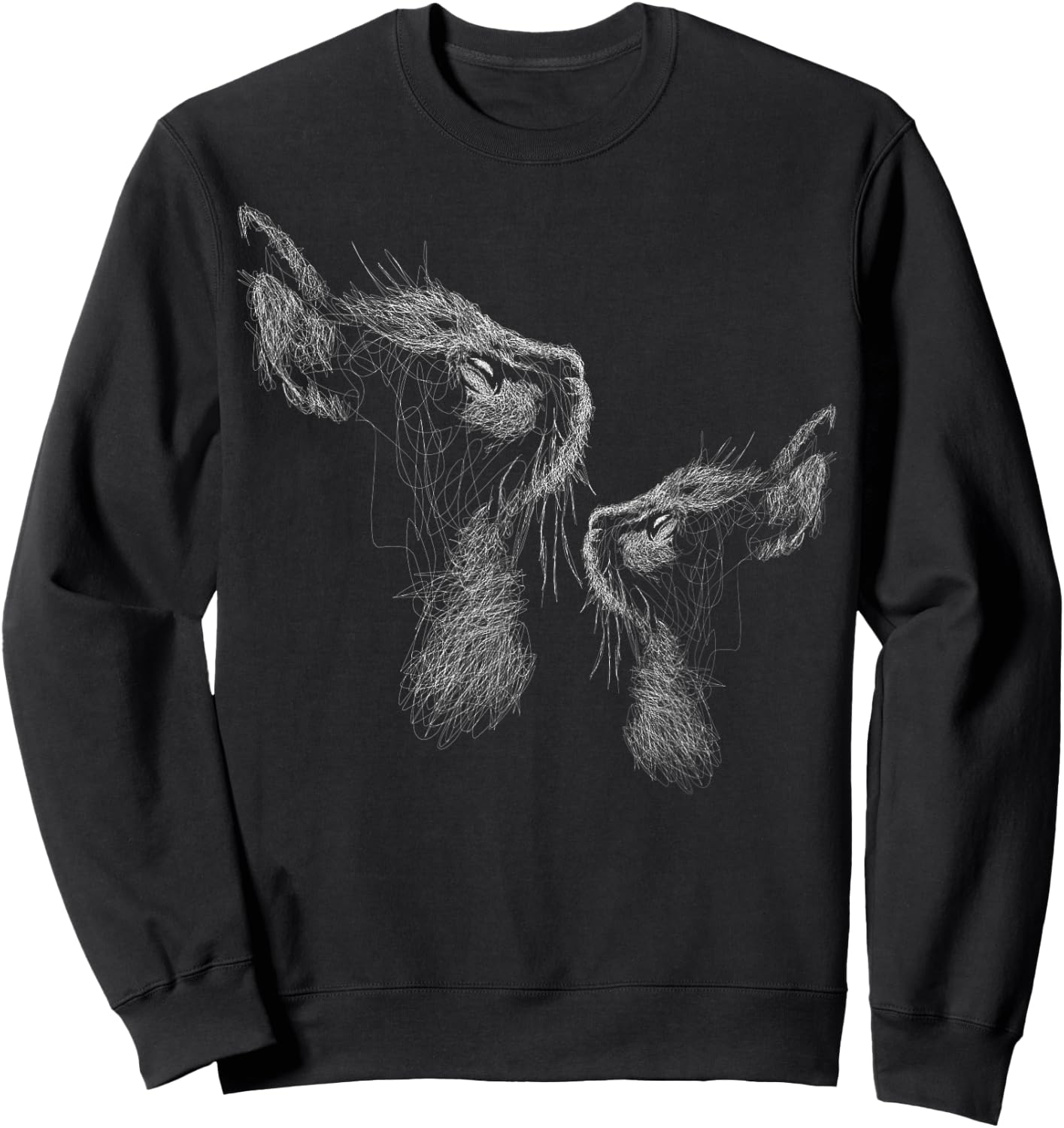 cute two cat scribble art sketch for lover cats kitty kitten Women Kids Sweatshirt - Sweatshirt | Black