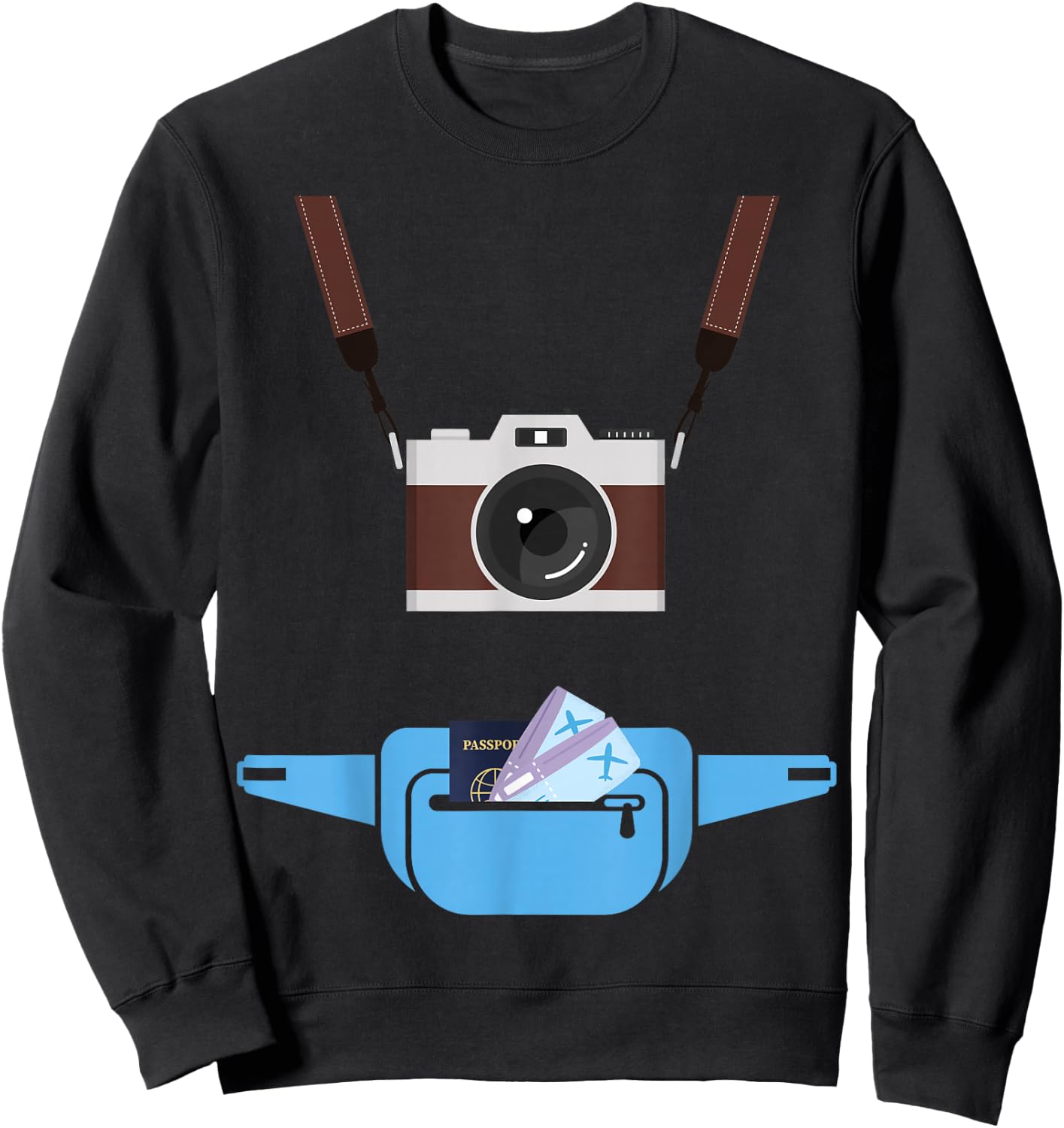 Tourist Spirit Day Camera Passport Fanny-Pack Sweatshirt - Sweatshirt | Black