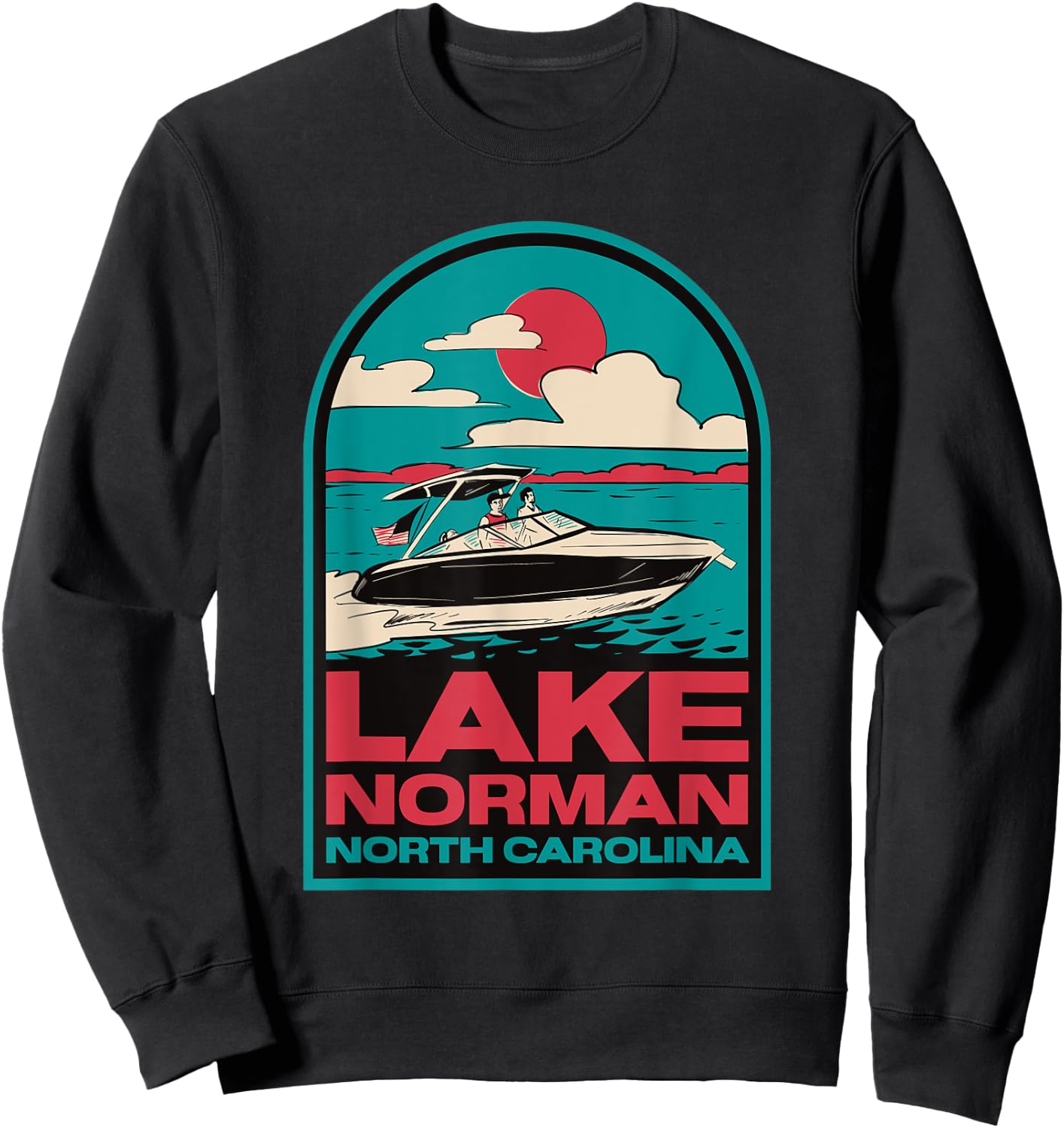 Lake Norman Retro Boating NC Sweatshirt - Sweatshirt | Black