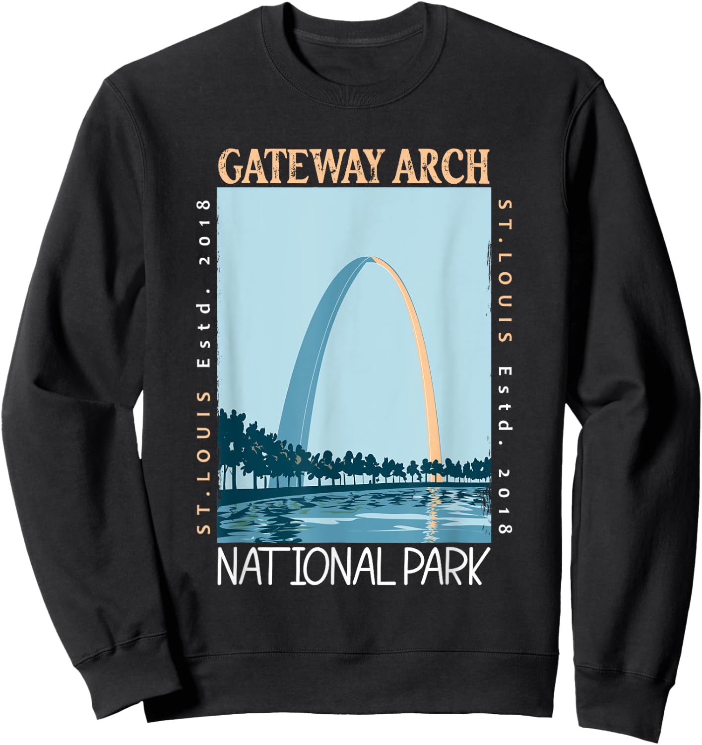 Gateway Arch National Park Distressed Vintage Sweatshirt - Sweatshirt | Black