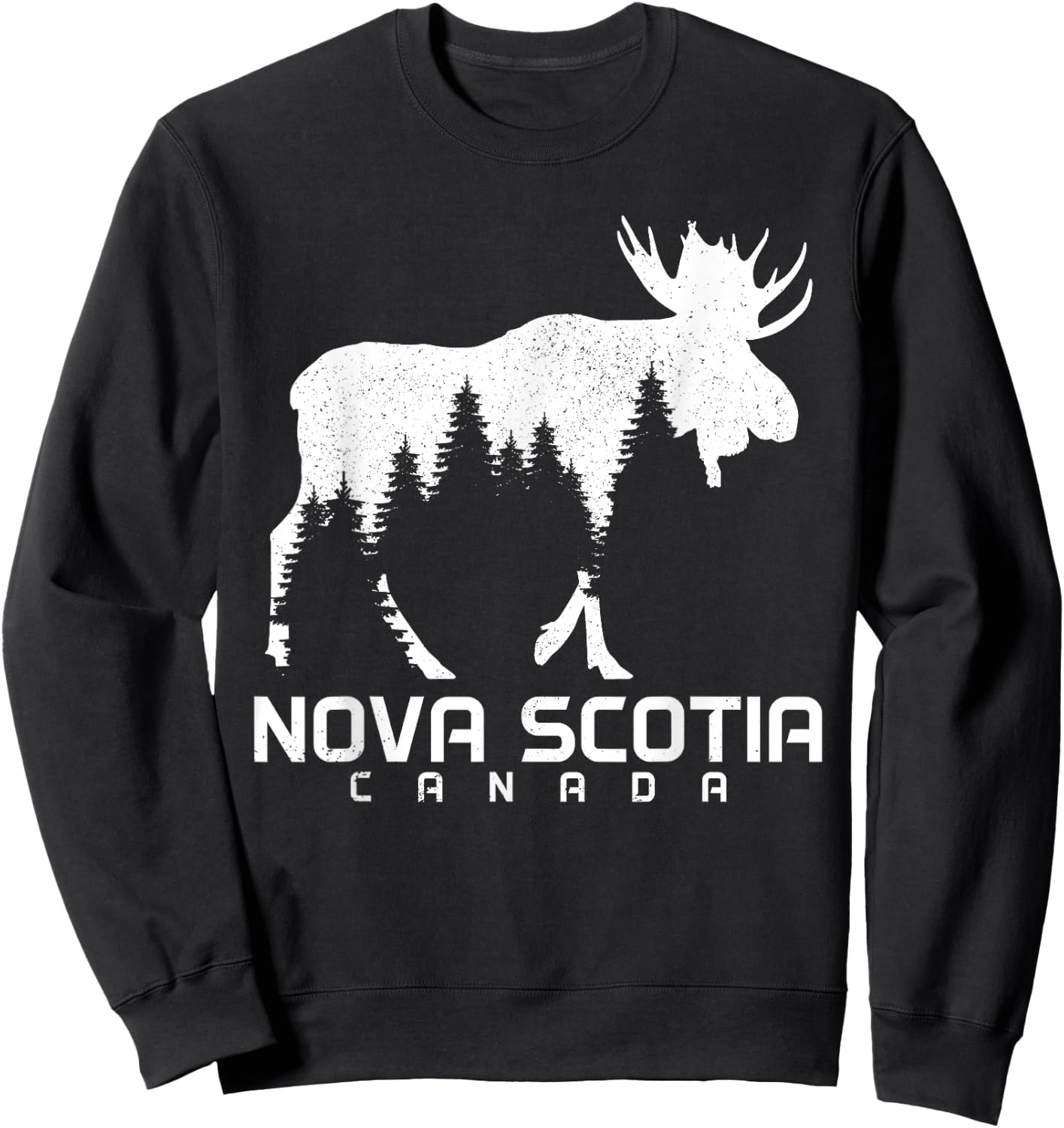 Nova Scotia Canada Vintage Pride Souvenir Moose Nature Sweatshirt - Sweatshirt | Black
