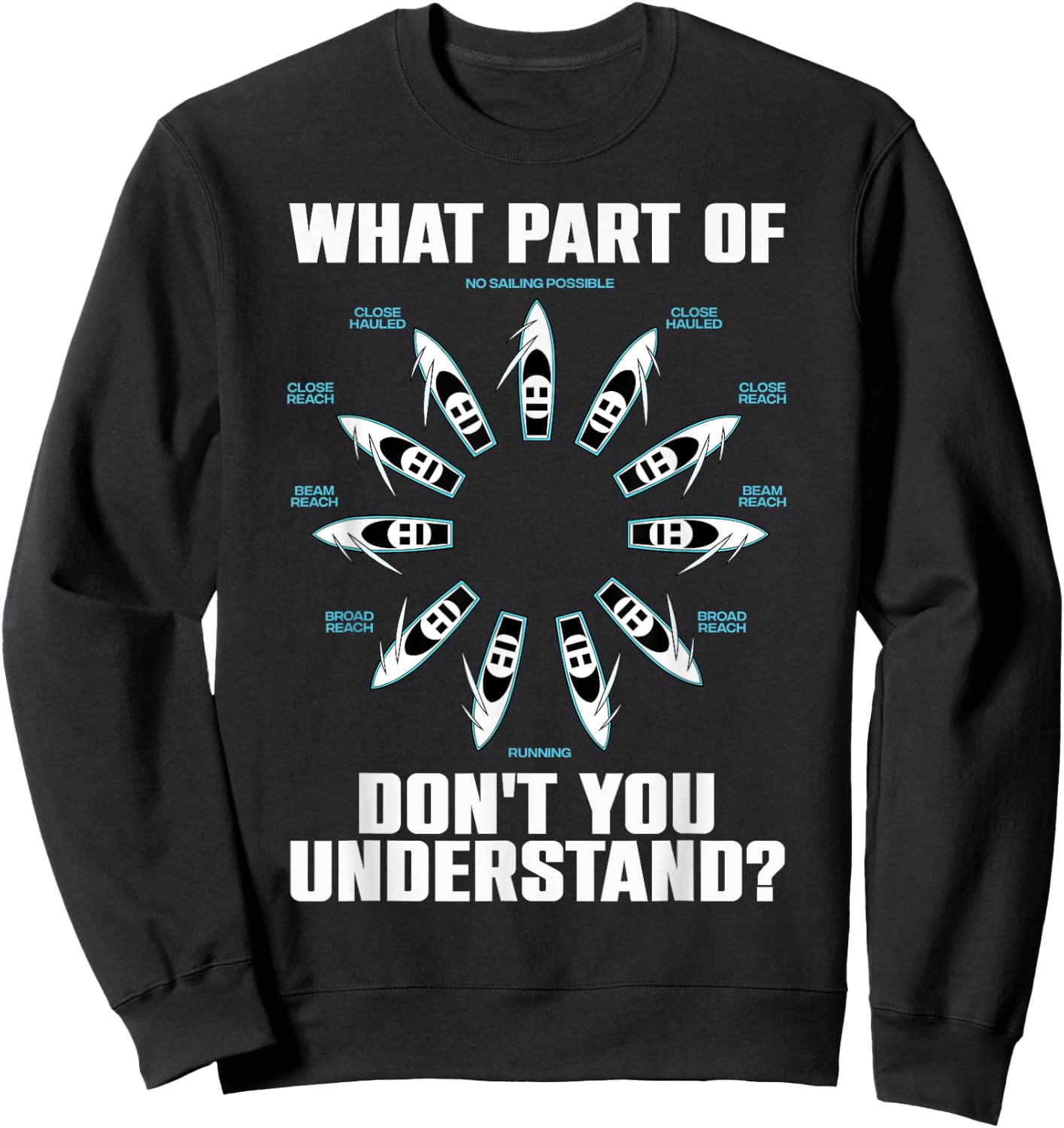 Funny Sailing Design Women Kids Teens Sailing Lover Sweatshirt - Sweatshirt | Black