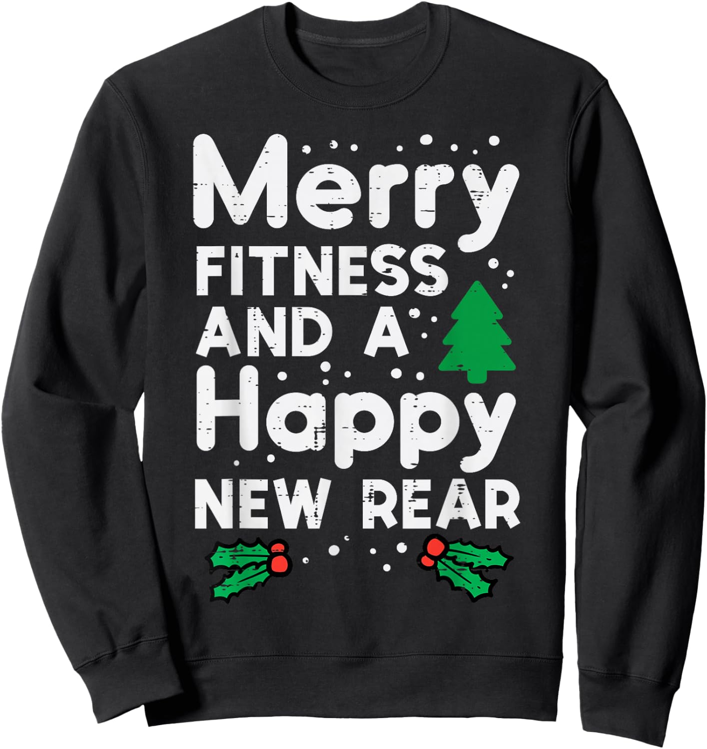 Christmas Merry Fitness Happy New Rear Xmas Workout Women Sweatshirt - Sweatshirt | Black