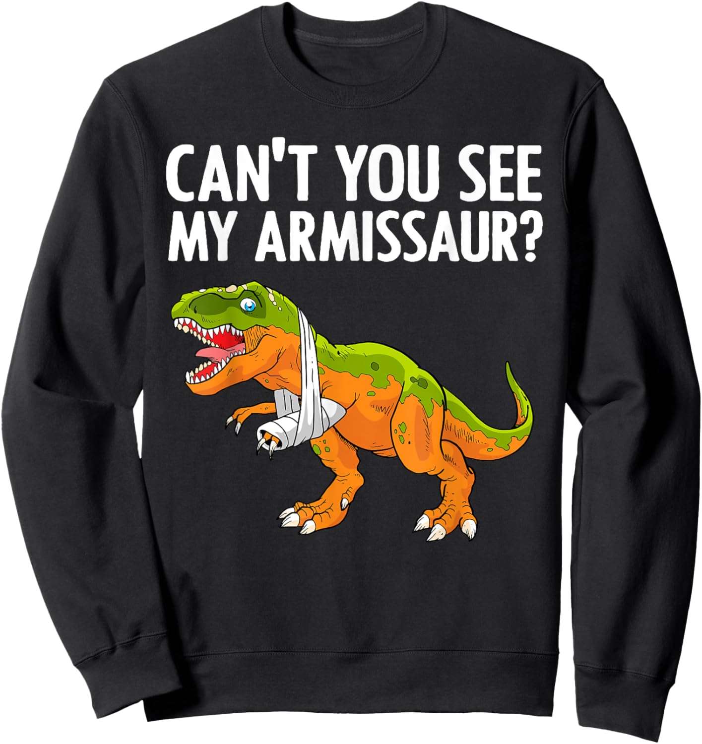 Funny Broken Arm Boy Kids Hand Wrist Injury Dinosaur Sweatshirt - Sweatshirt | Black