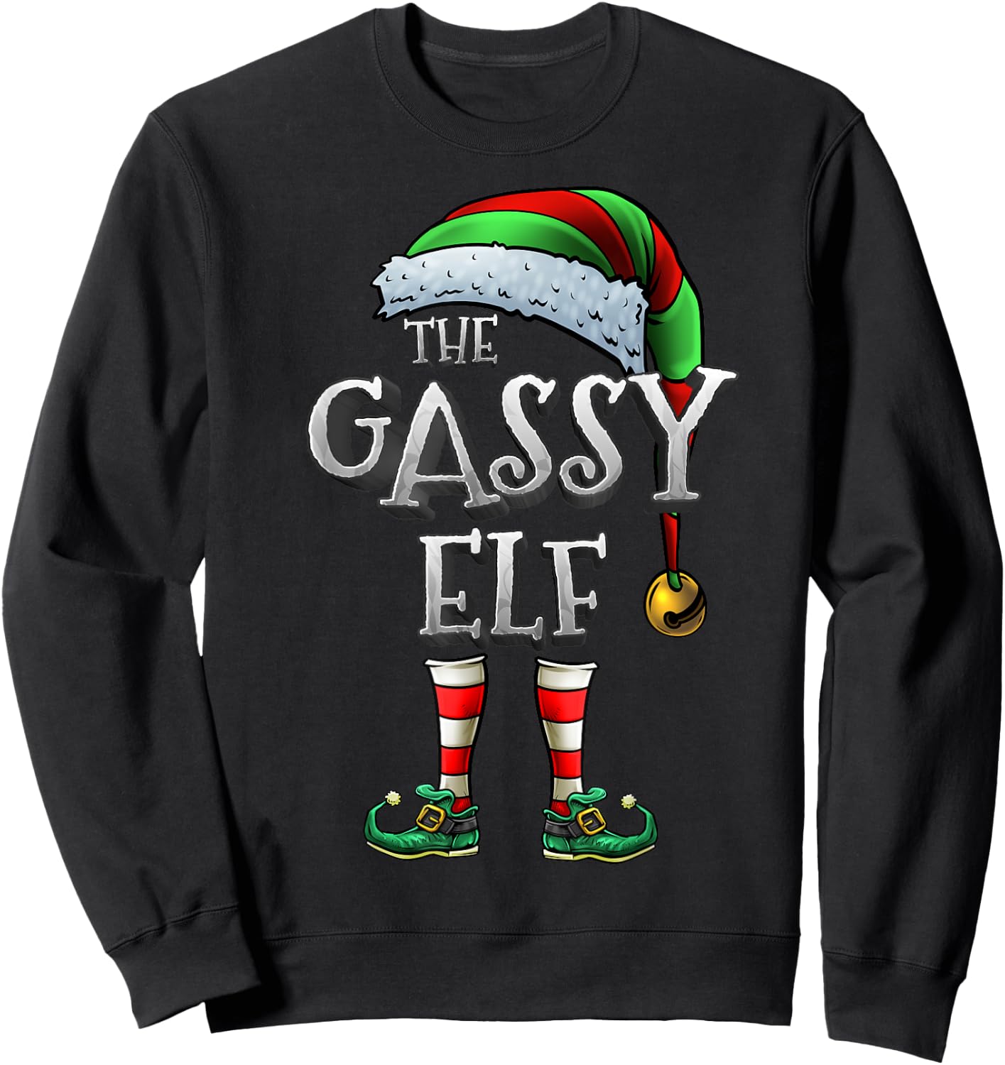 The Gassy Elf Shirt Matching Family Gassy Christmas Elf Sweatshirt - Sweatshirt | Black