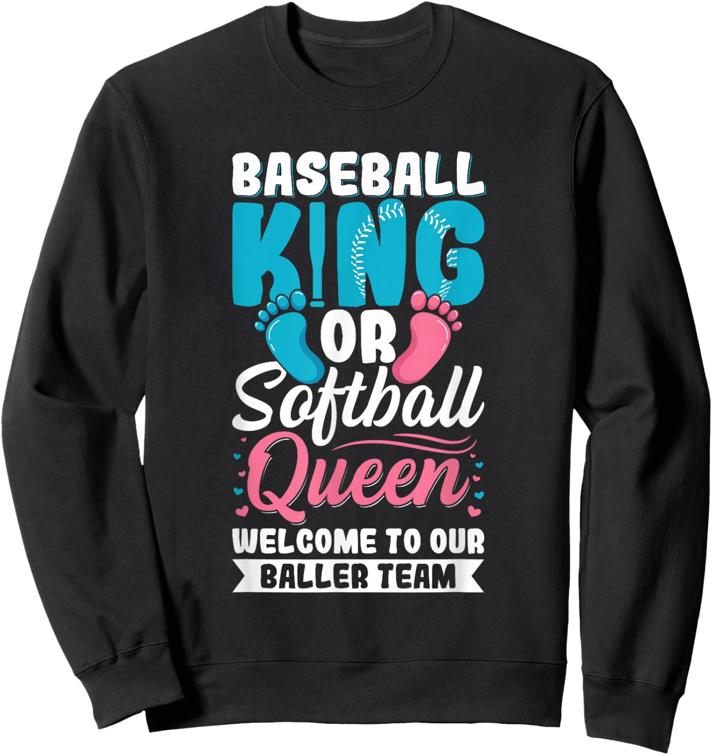 Baseball Gender Reveal Party Design for a Baseball Player Sweatshirt - Sweatshirt | Black