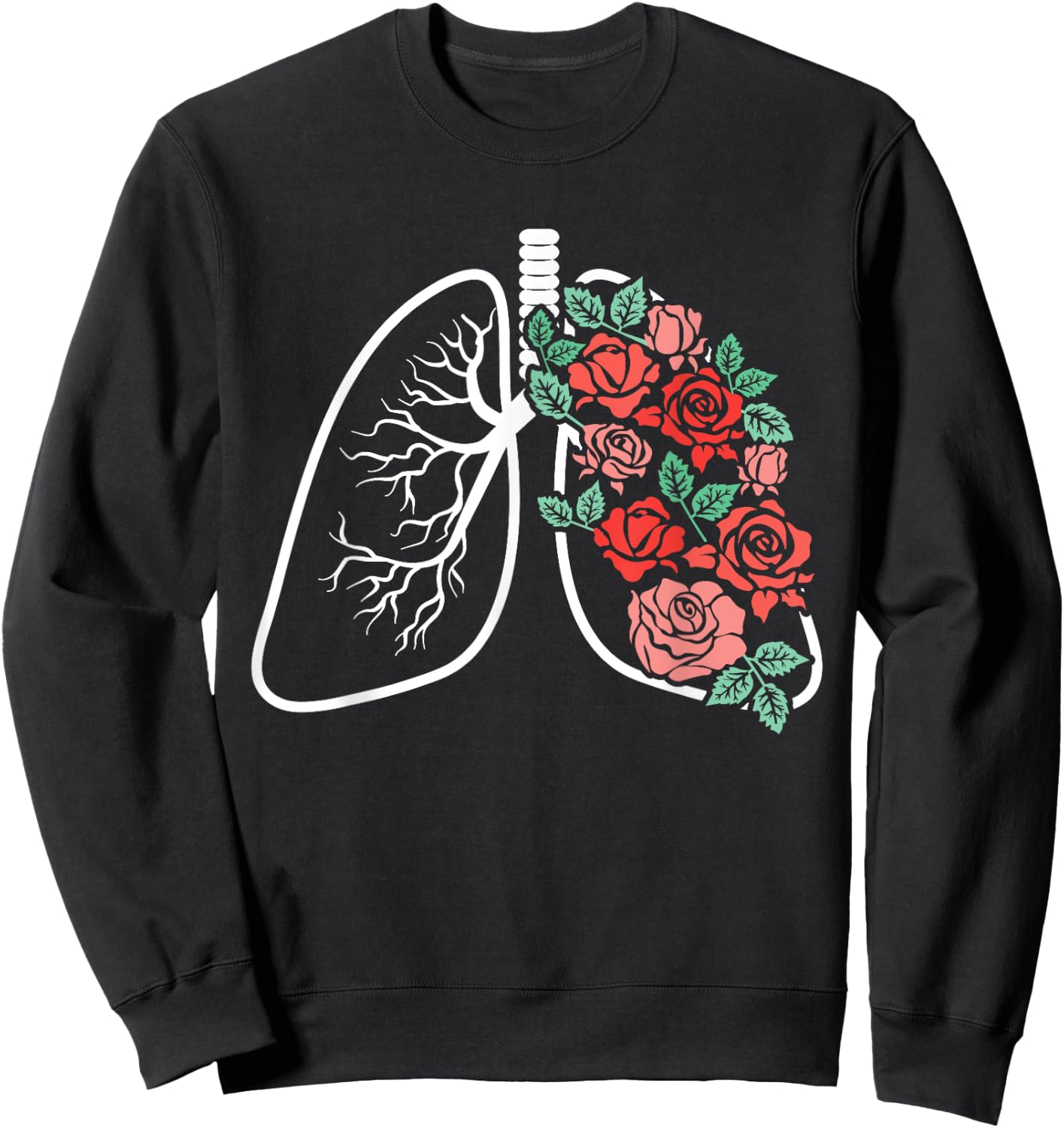 Floral Lungs Anatomical Flowers Pulmonology Student Fan Sweatshirt - Sweatshirt | Black