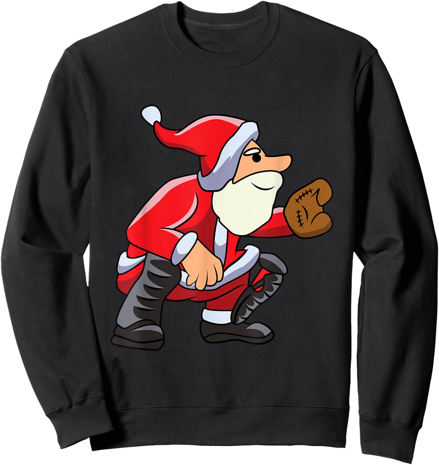 Catcher Baseball Santa Christmas Sport Xmas Pajama Boys Kids Sweatshirt - Sweatshirt | Black