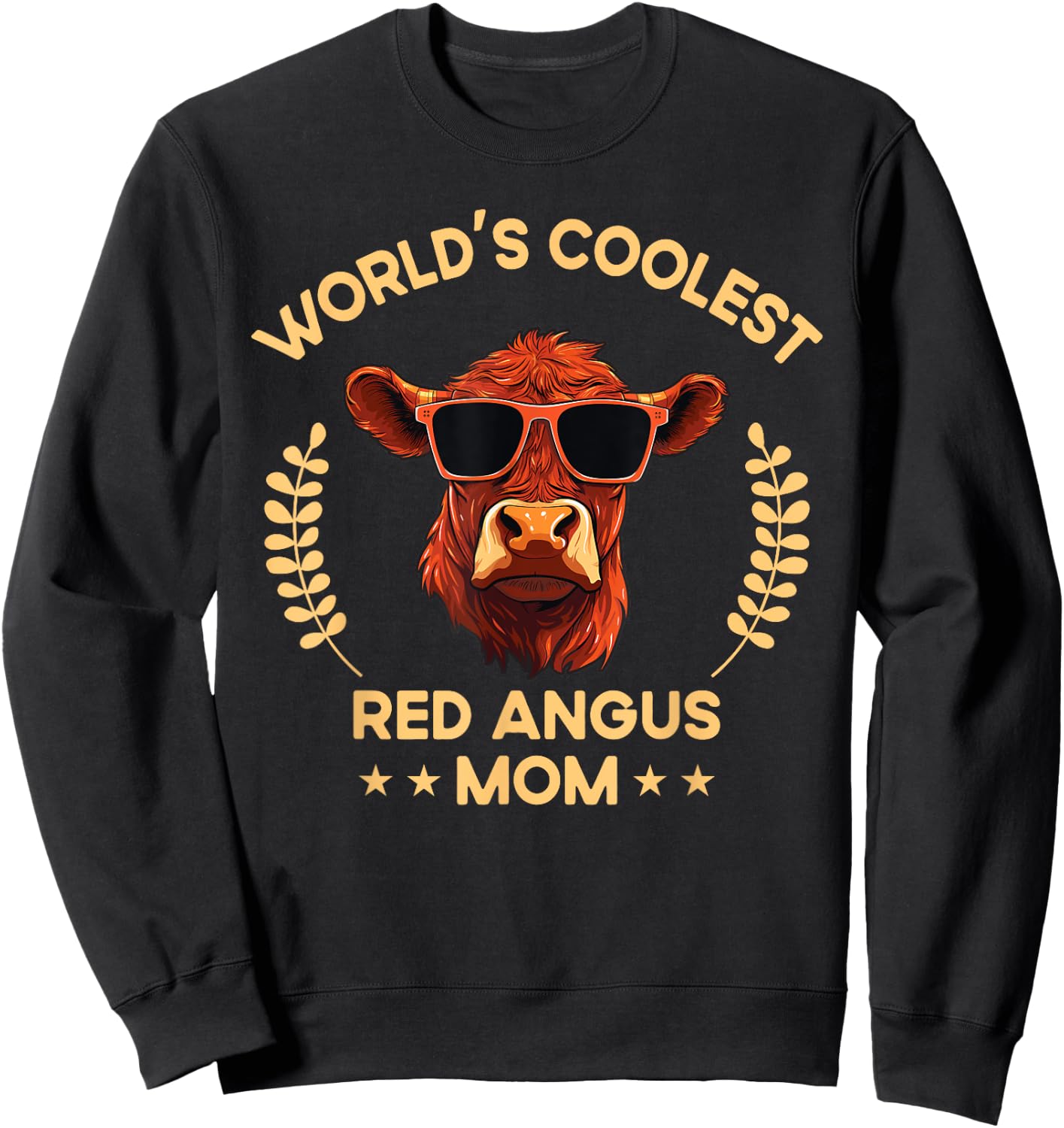 World's Coolest Cow Mom Mama - Women Farmer Red Angus Sweatshirt - Sweatshirt | Black