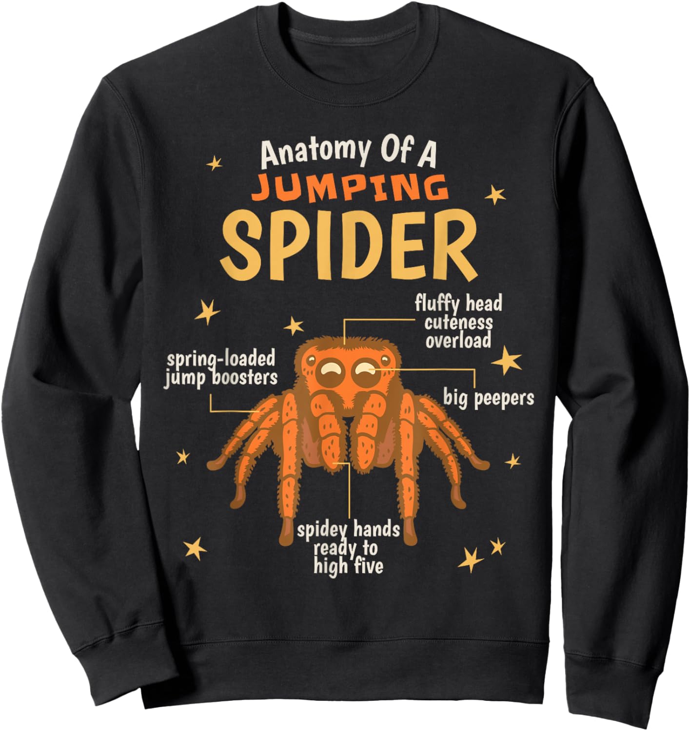 Jumping Spider Anatomy Kawaii Sweatshirt - Sweatshirt | Black