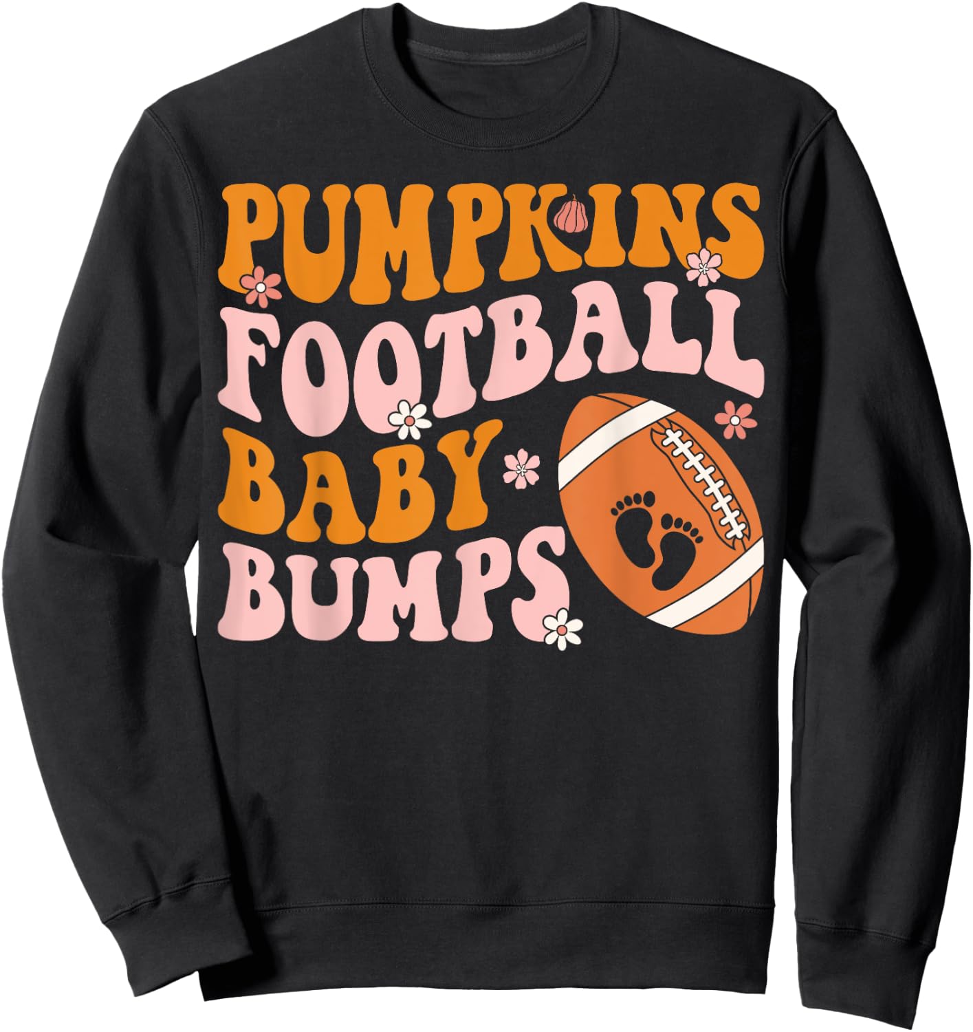 Pumpkins Football Baby Bumps Pregnancy Announcement Fall Sweatshirt - Sweatshirt | Black