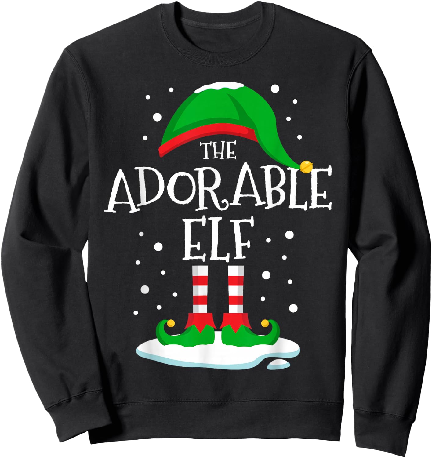 The Adorable Elf Christmas Family Matching Xmas Group Funny Sweatshirt - Sweatshirt | Black