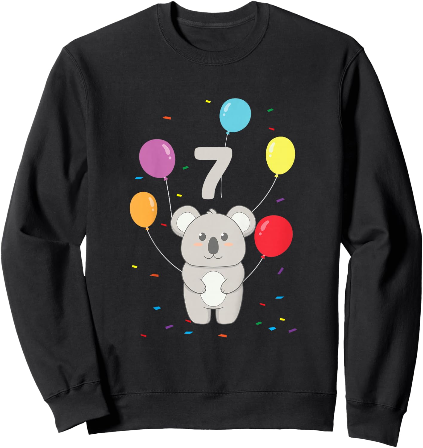 7th Birthday 7 Years Koala Balloons Australia Eucalyptus Zoo Sweatshirt - Sweatshirt | Black