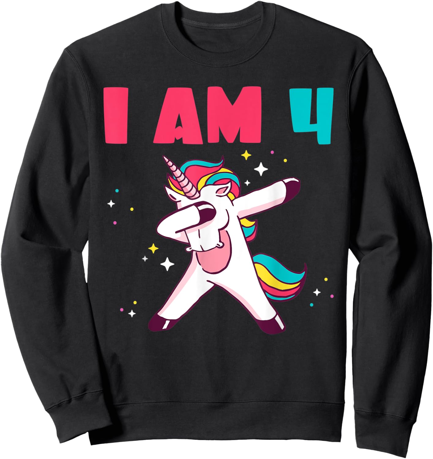 I am 4 Years Magical Unicorn Sweatshirt - Sweatshirt | Black