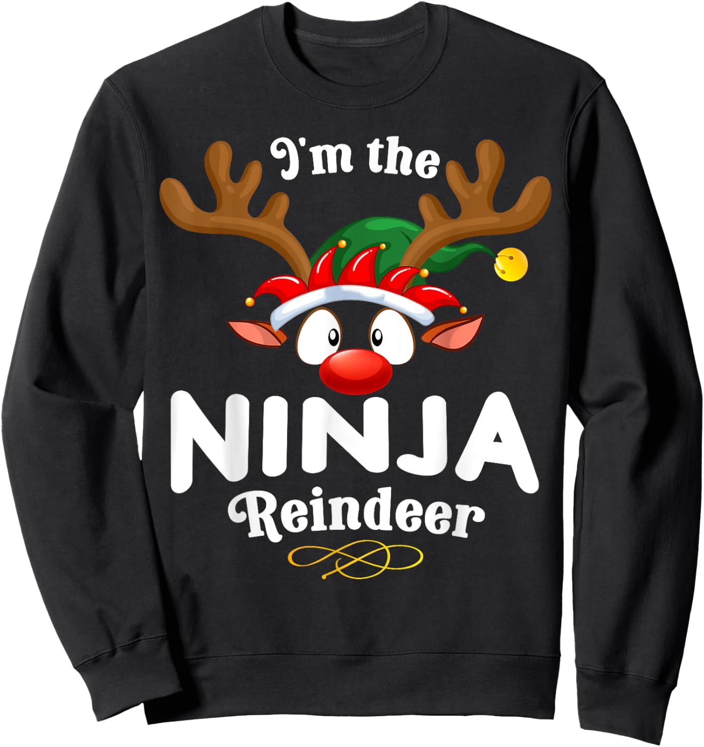 Christmas PJS Ninja XMas Reindeer Matching Sweatshirt - Sweatshirt | Black