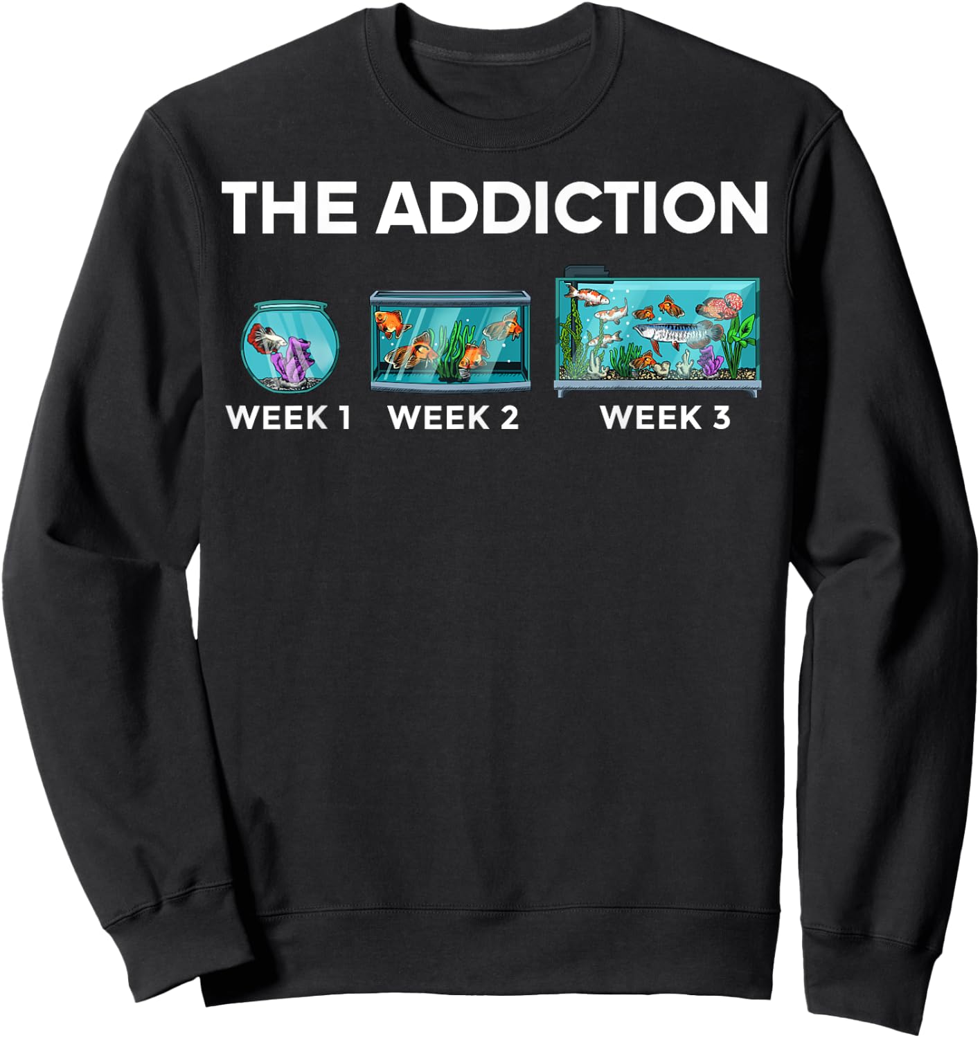 Funny Aquarium Designs Women Fish Tank Fishkeeper Sweatshirt - Sweatshirt | Black