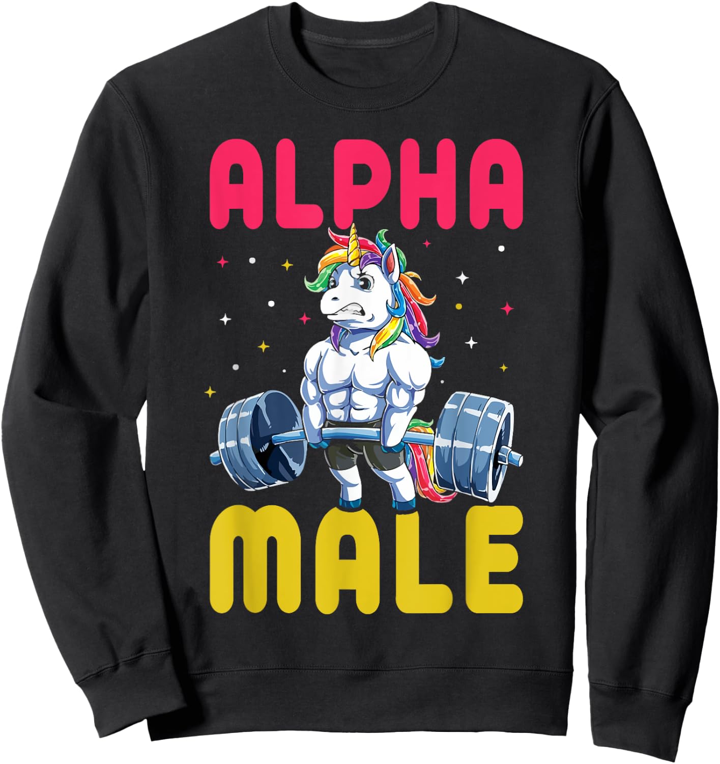 Alpha Male Men Unicorn Funny Weightlifting Workout Gym Sweatshirt - Sweatshirt | Black