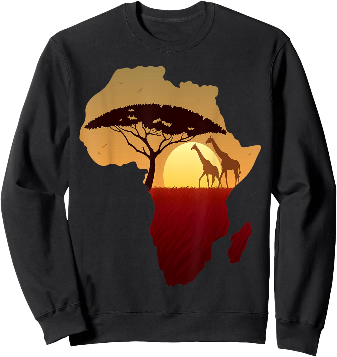 Africa Giraffe Map Dad South Animals Big Five Safari Sweatshirt - Sweatshirt | Black