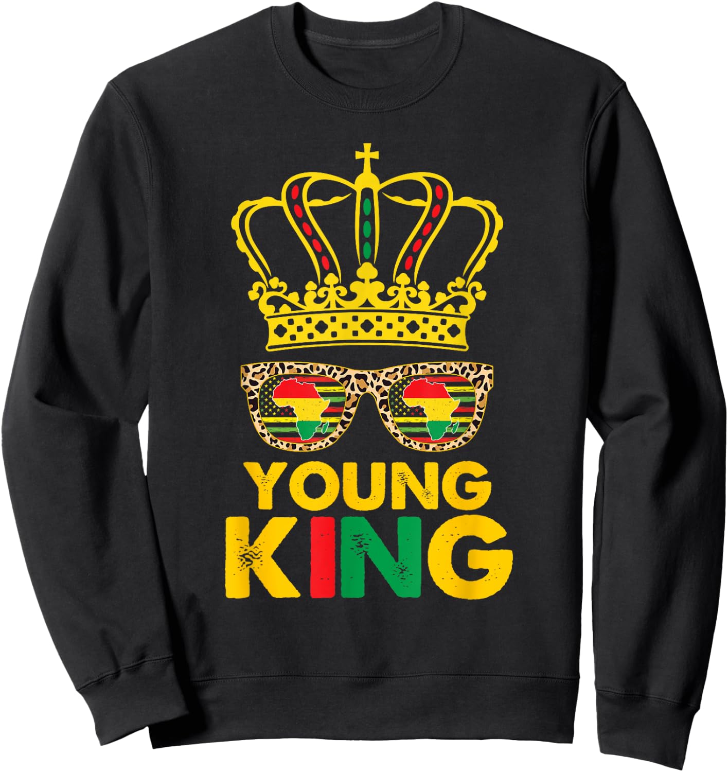 Kids Boys Young King Crown African American 1865 Juneteenth Sweatshirt - Sweatshirt | Black