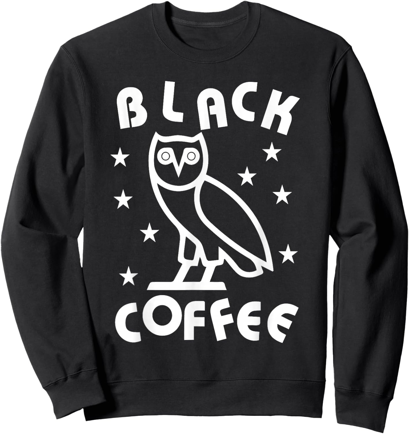 DazzleUpBoutique Black Coffee Owl City - Women's -Adults Regular Fit Cotton Blend Short Sleeve Modern Music Themed - Small Sweatshirt - Sweatshirt | Black
