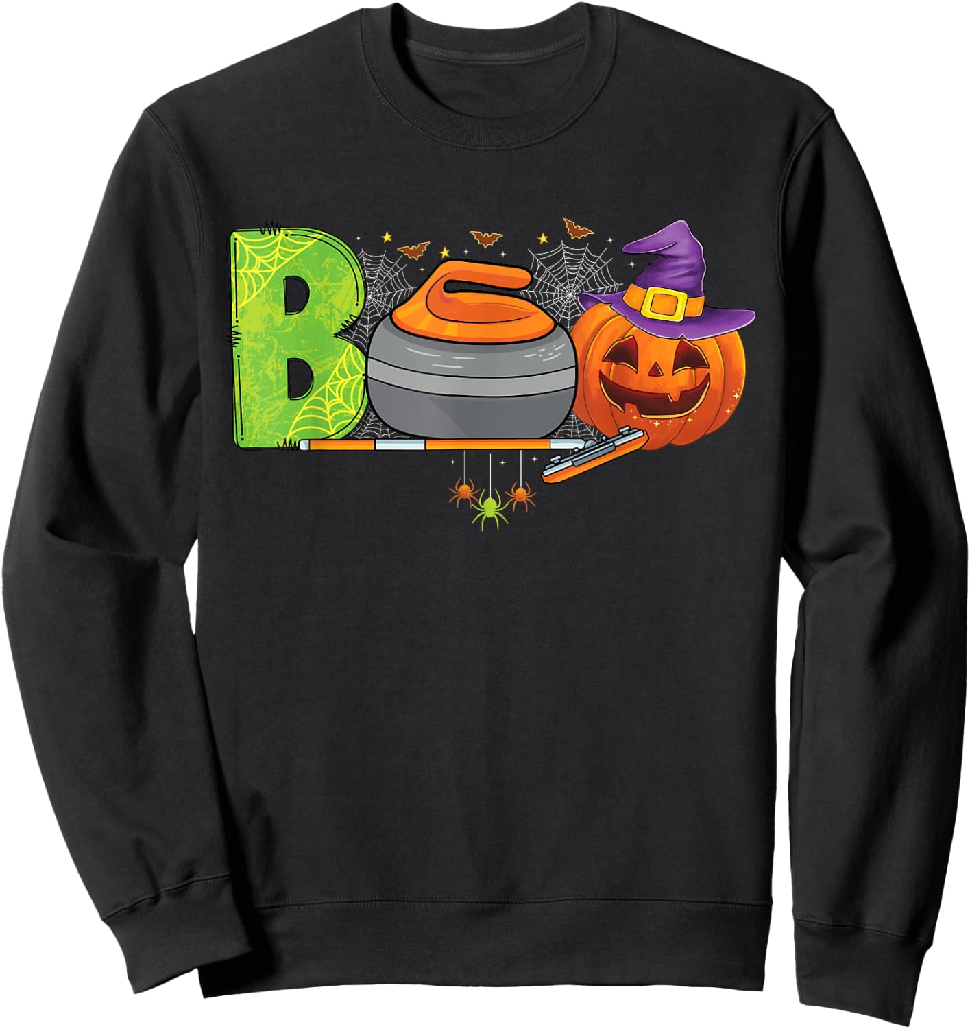 Boo Curling Player ice Sports Curling Halloween costume Sweatshirt - Sweatshirt | Black