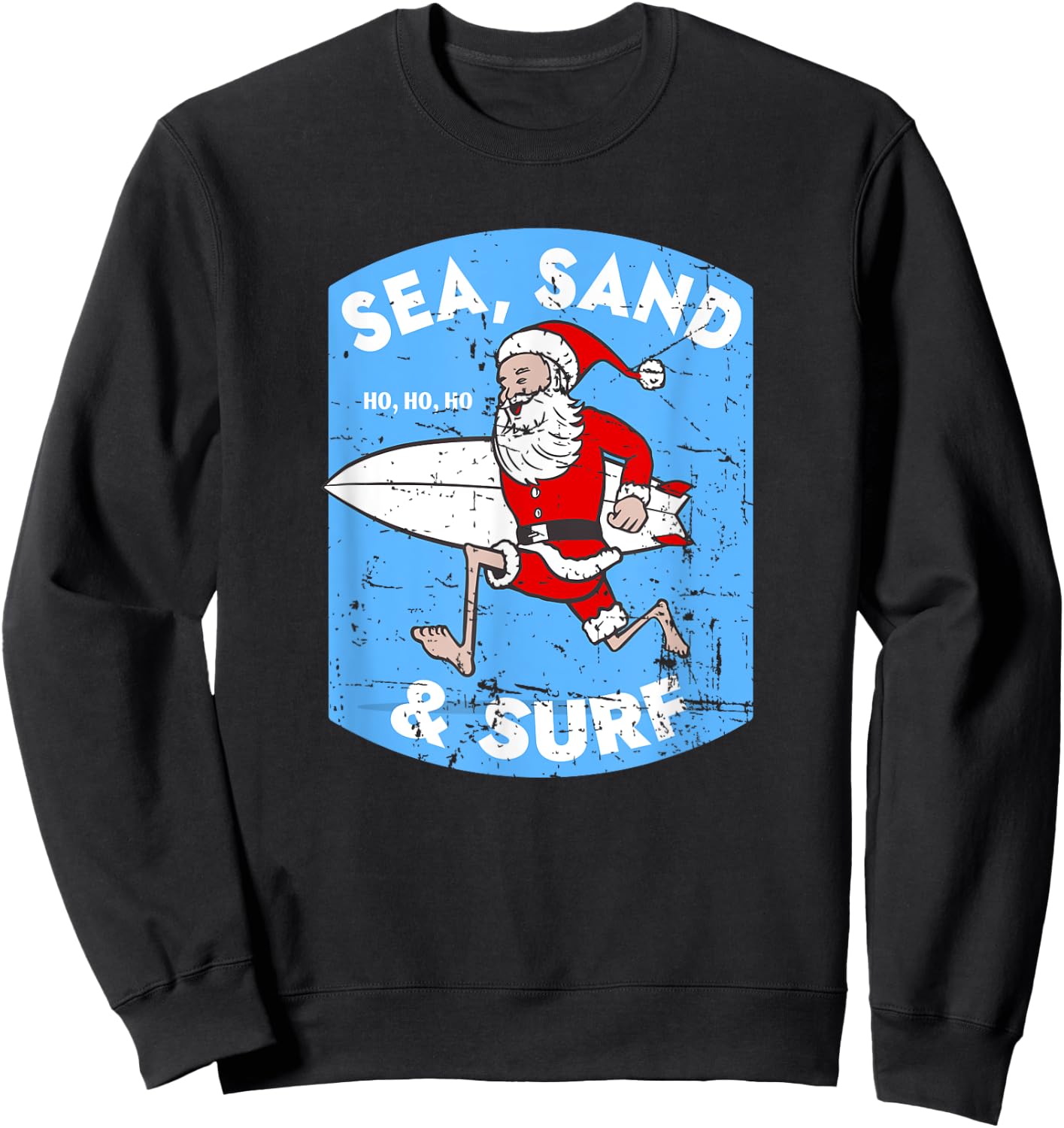 Surfing Santa - Christmas Surfboarding Santa Claus Sweatshirt - Sweatshirt | Black
