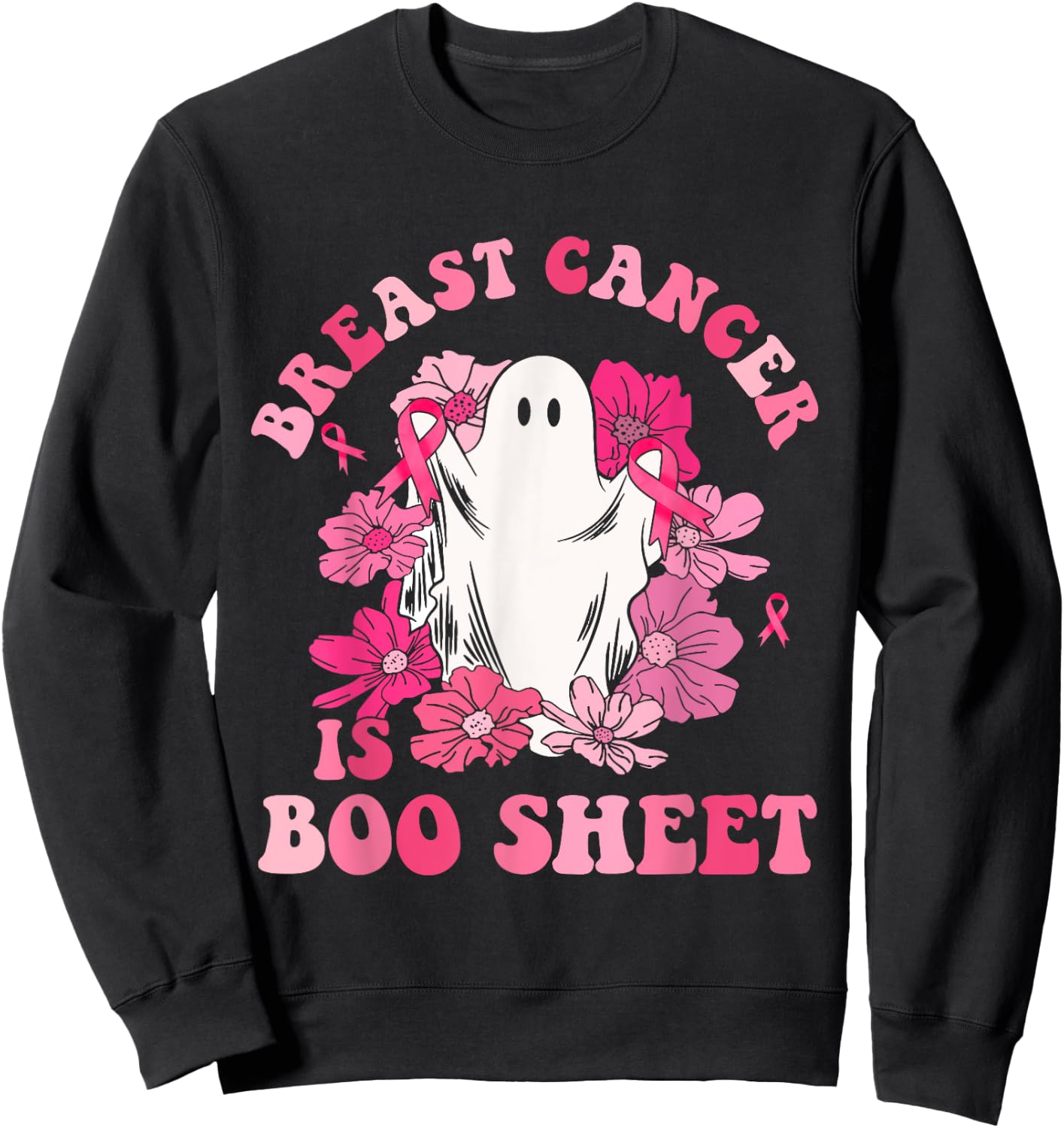 Breast Cancer Is Boo Sheet Halloween Breast Cancer Awareness Sweatshirt - Sweatshirt | Black