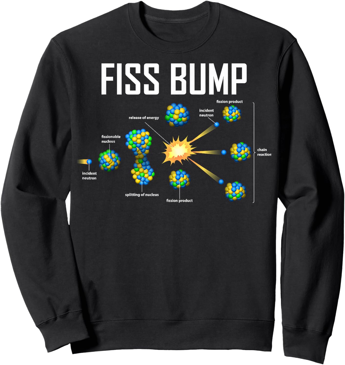 Fiss Bump Funny Nuclear Engineer Nuclear Power Plant Sweatshirt - Sweatshirt | Black