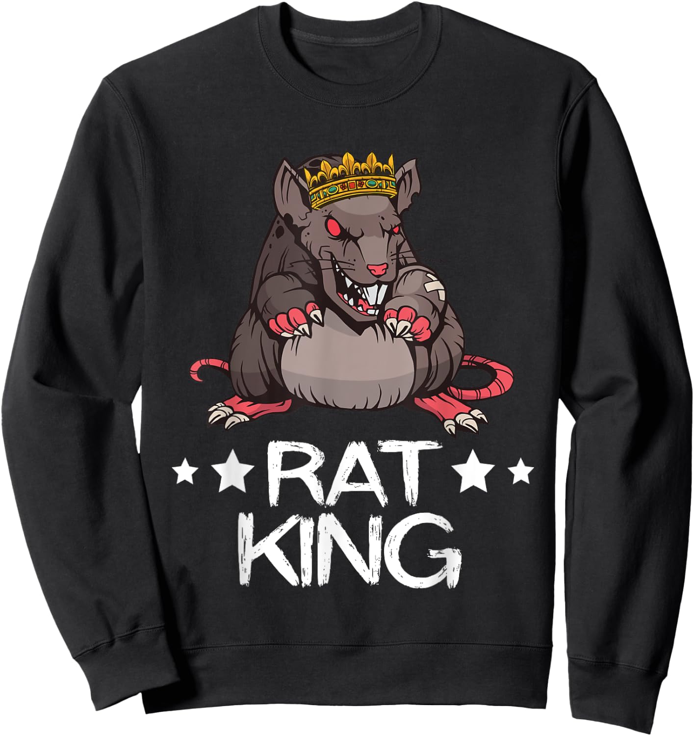 Rat King Crown Angry Rat Rodent Rat Owner Mouse Rat Sweatshirt - Sweatshirt | Black