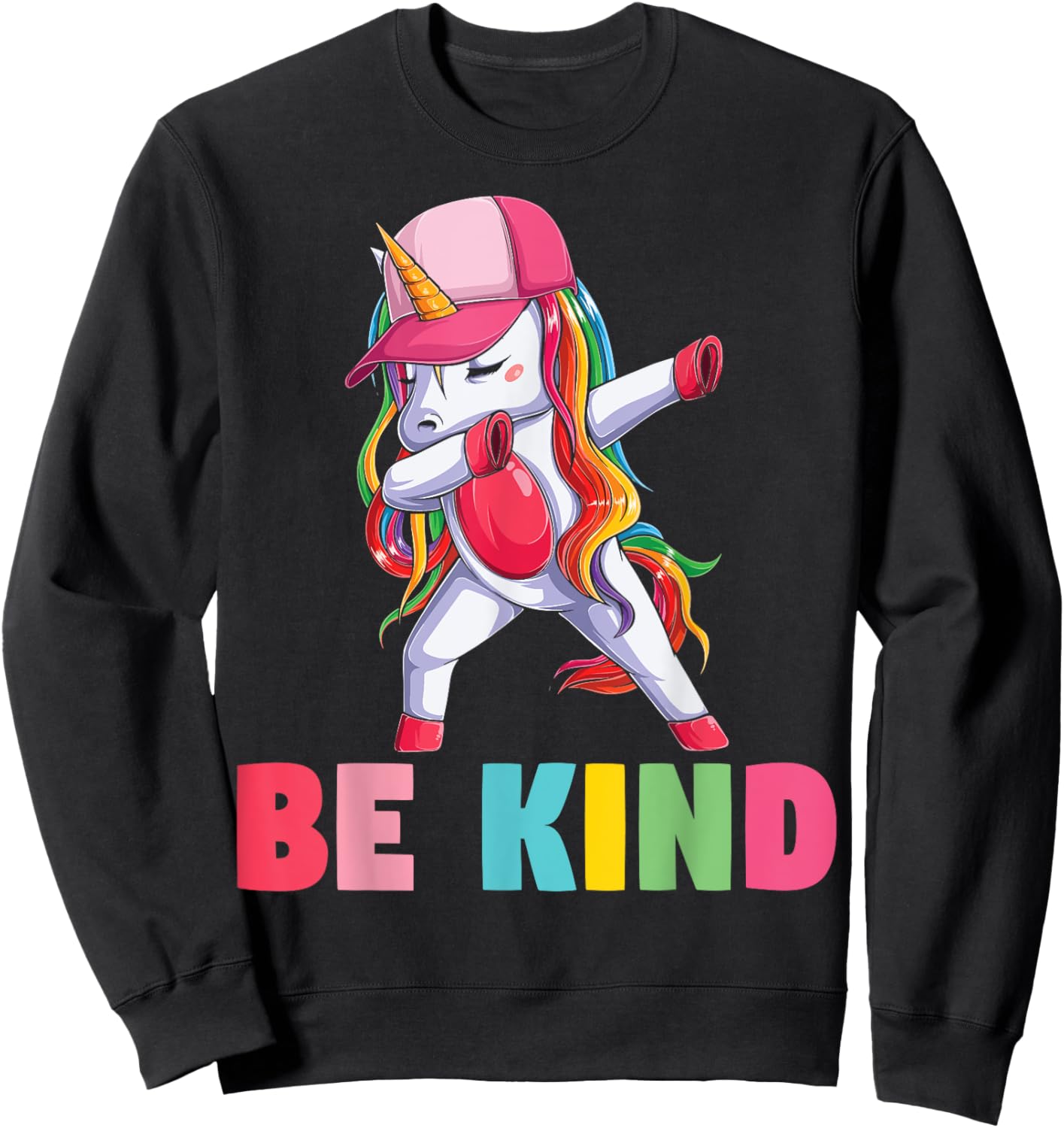 Girls Unicorn Kindness Be Kind Kids Sweatshirt - Sweatshirt | Black