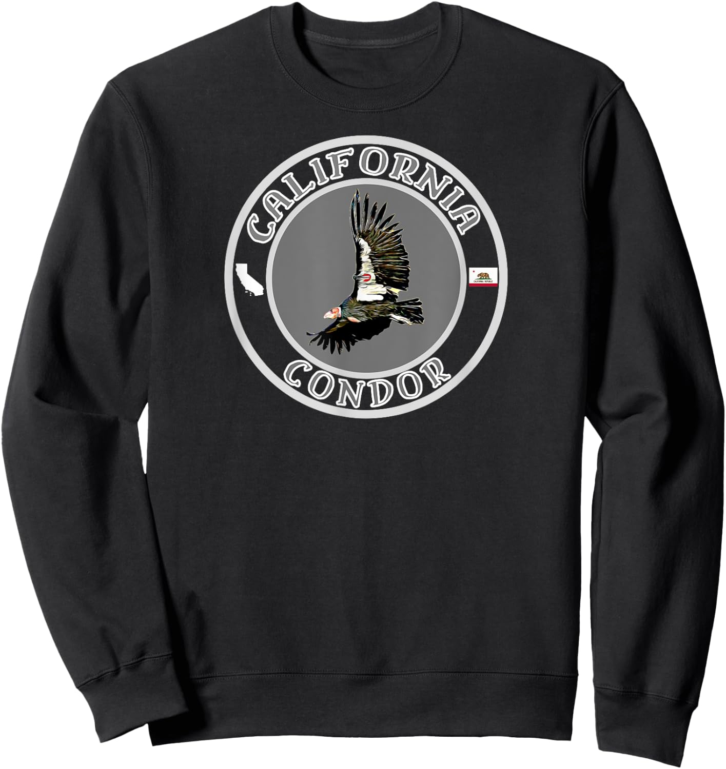 Mojave Trading Post California Condor , -Adults, -Kids, Black, Small, Short Sleeve, Classic Fit, Cotton, Polyester Sweatshirt - Sweatshirt | Black