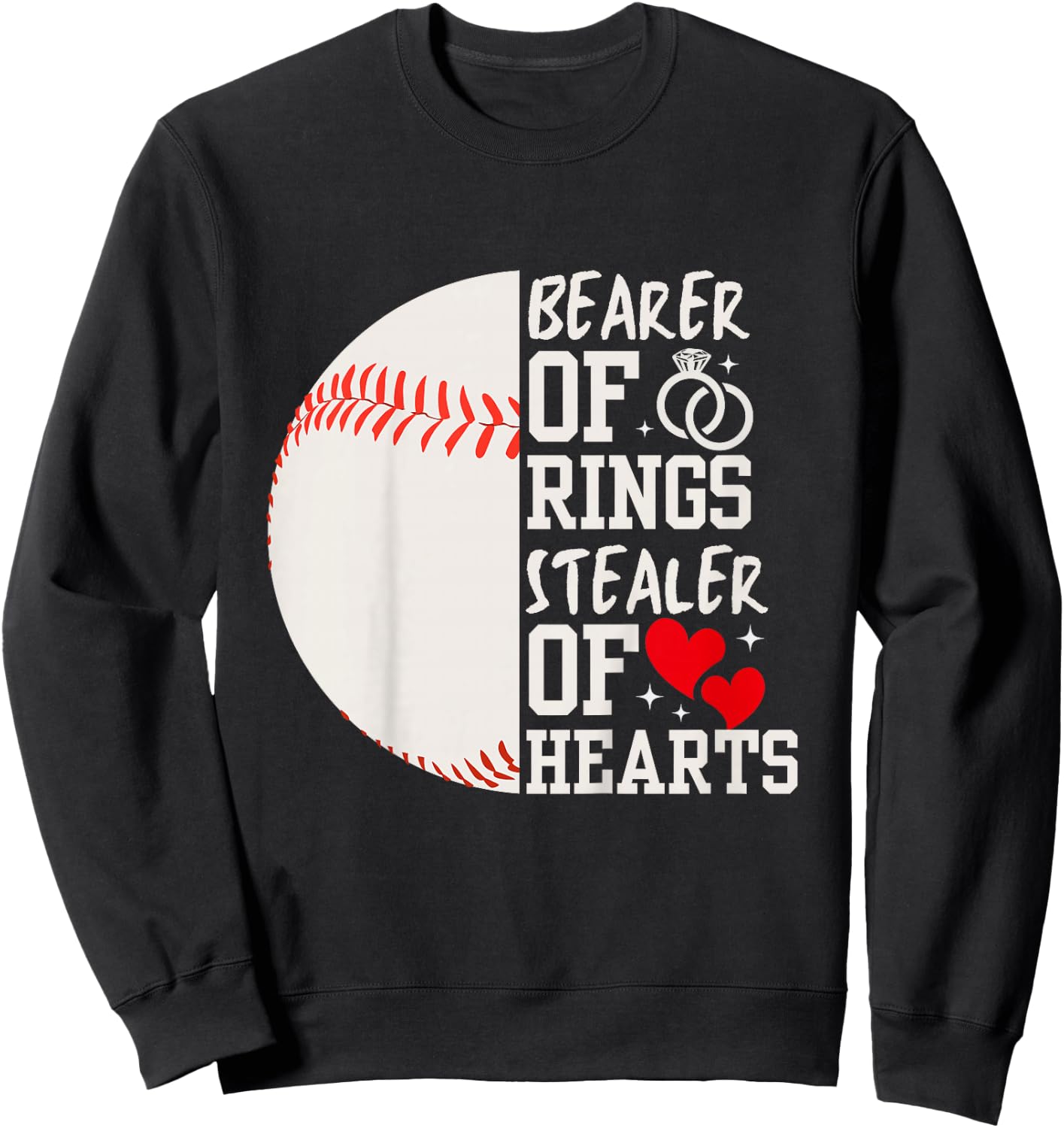 Bearer of Rings Stealer of Hearts Ring Bearer Baseball Gift Sweatshirt - Sweatshirt | Black