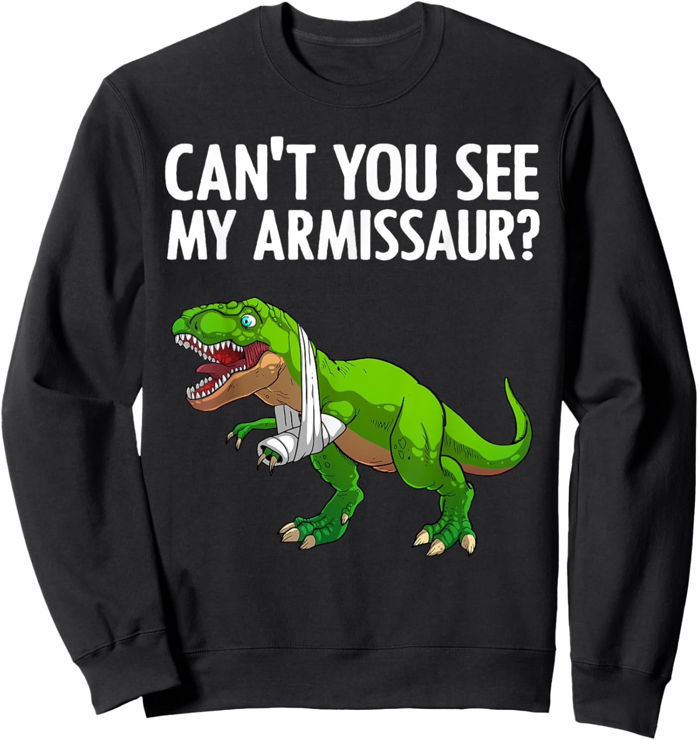 Funny Broken Arm Boy Kids Hand Wrist Injury Dinosaur Sweatshirt - Sweatshirt | Black