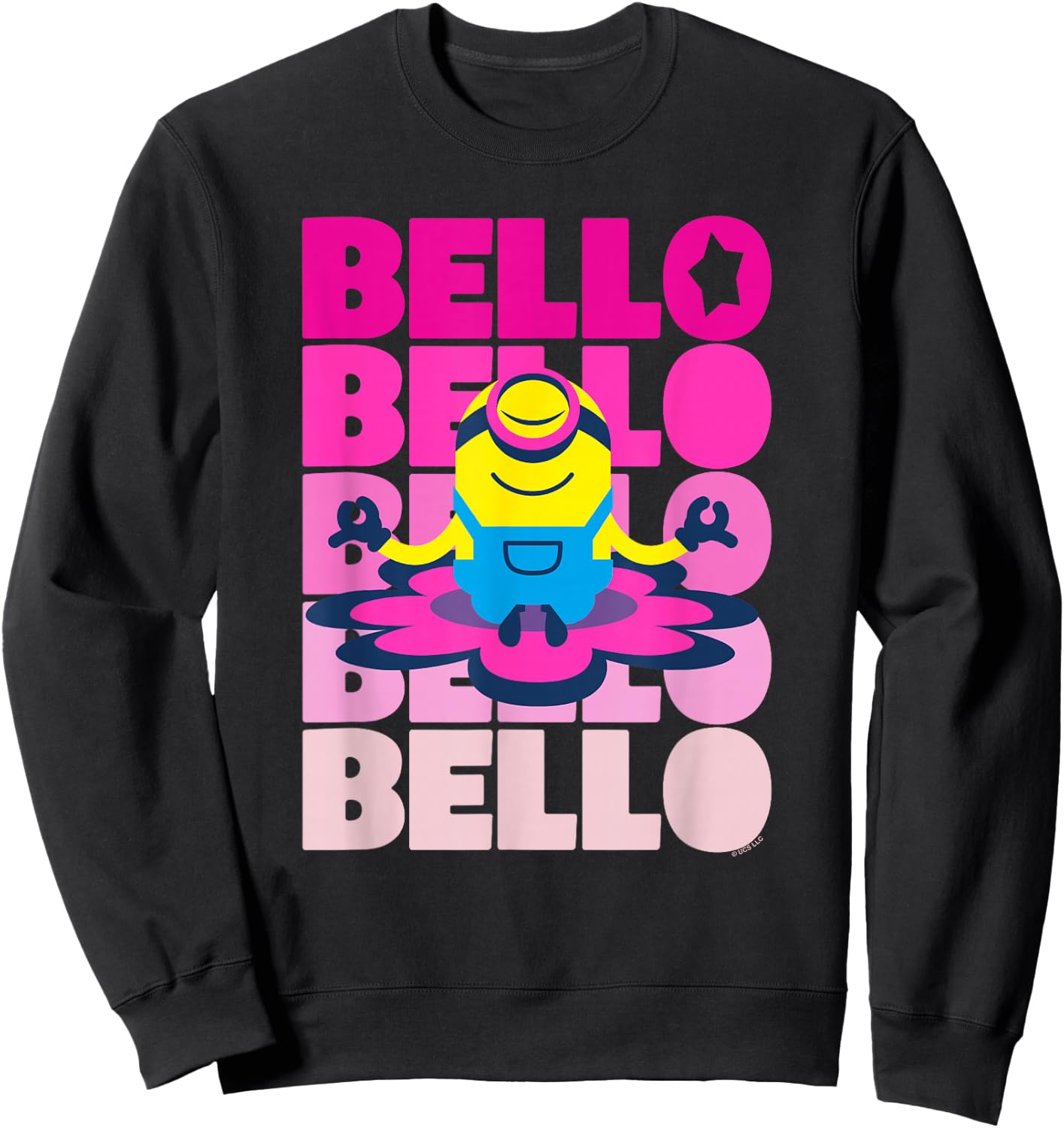 Minions Stuart Bello Meditation Text Stack Sweatshirt - Sweatshirt | Black