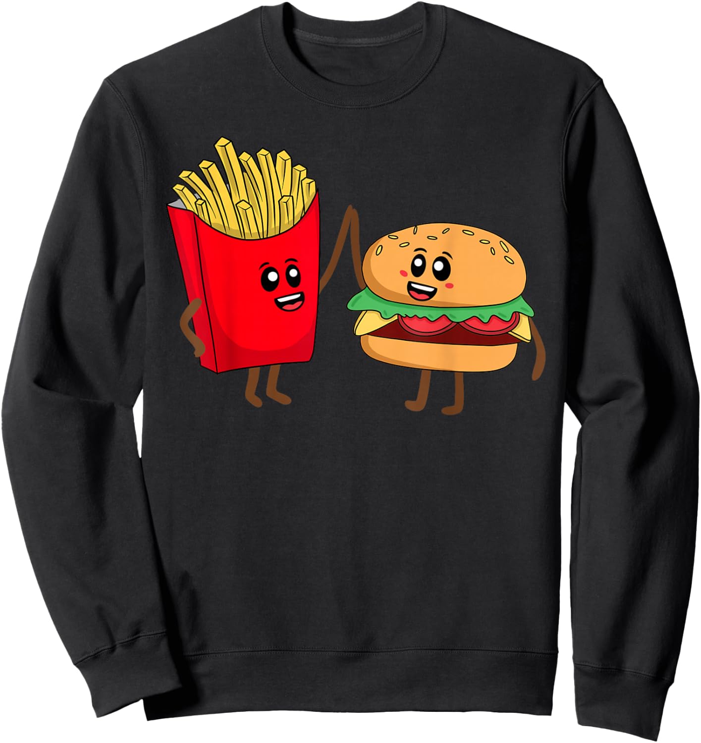 Cool Hamburger Women French Fries Burger Lover Sweatshirt - Sweatshirt | Black