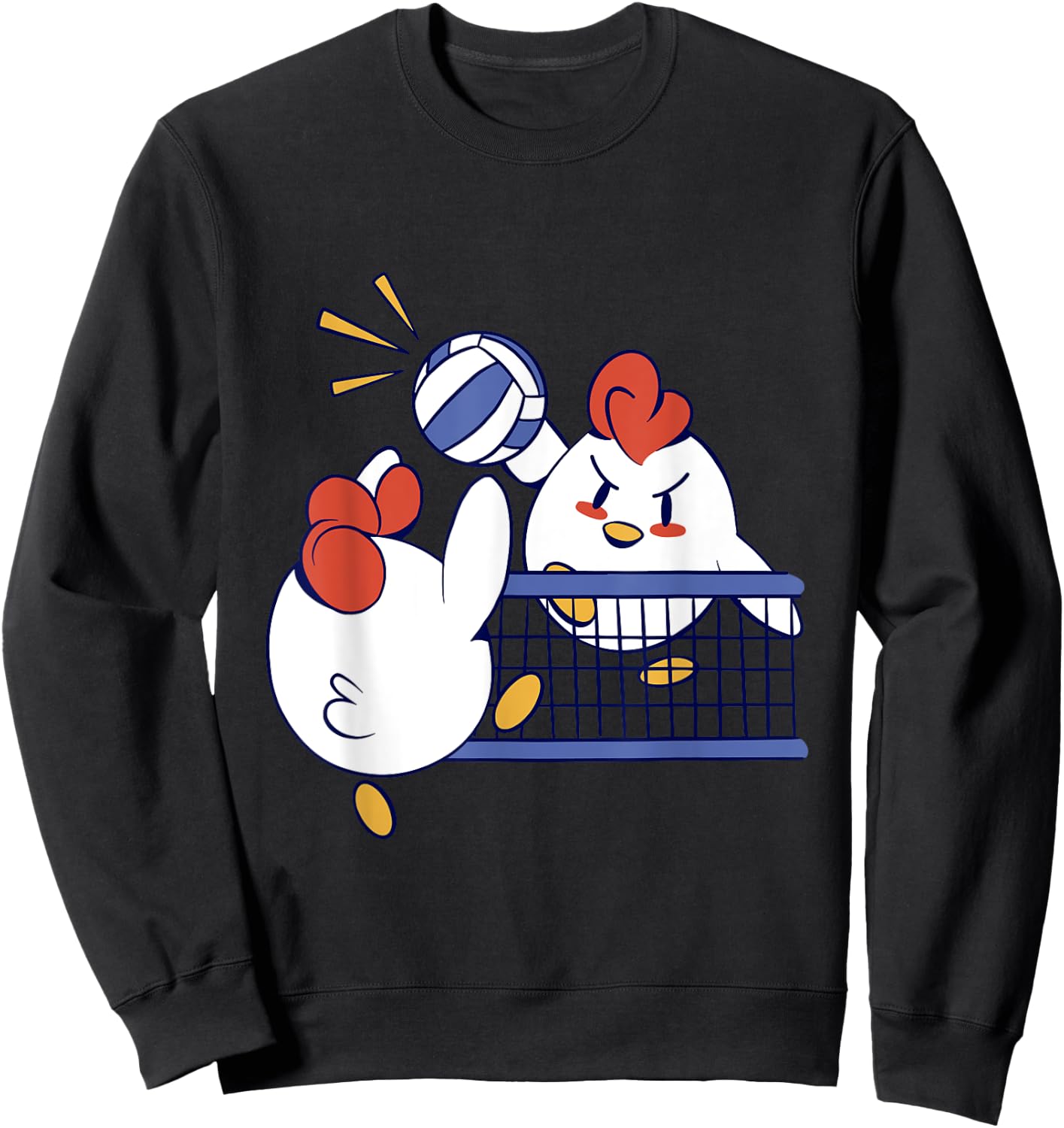 Roosters Playing Volleyball - Cute Chicken Volleyball Sweatshirt - Sweatshirt | Black