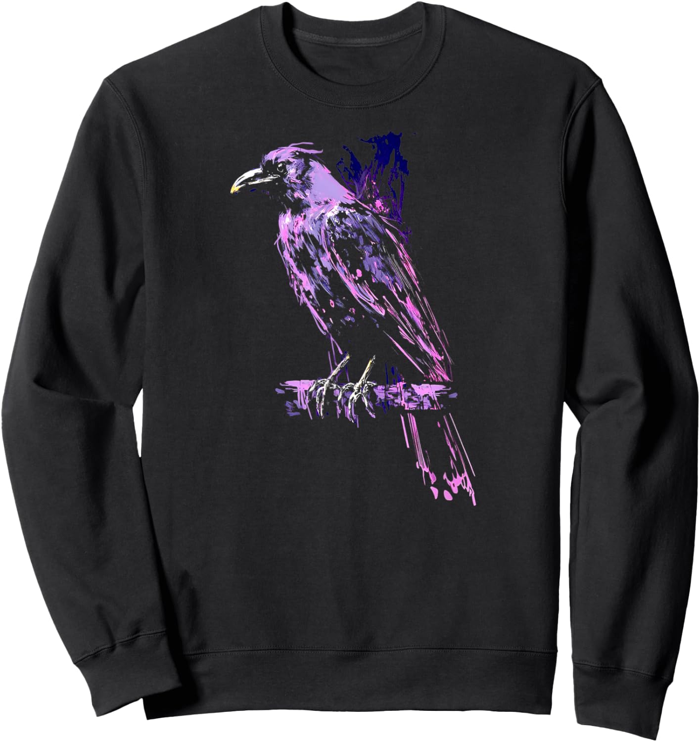 Mystical Raven Black Crow Bird Illustration Sweatshirt - Sweatshirt | Black